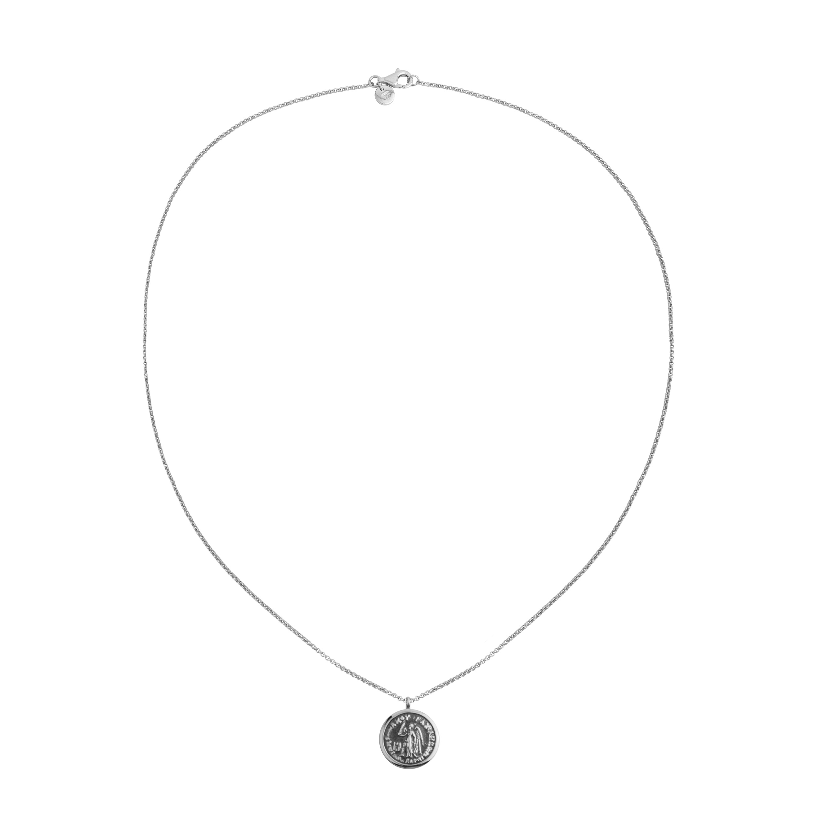 Кулон на цепи из черненого серебра 925 Coin Pendant Angel