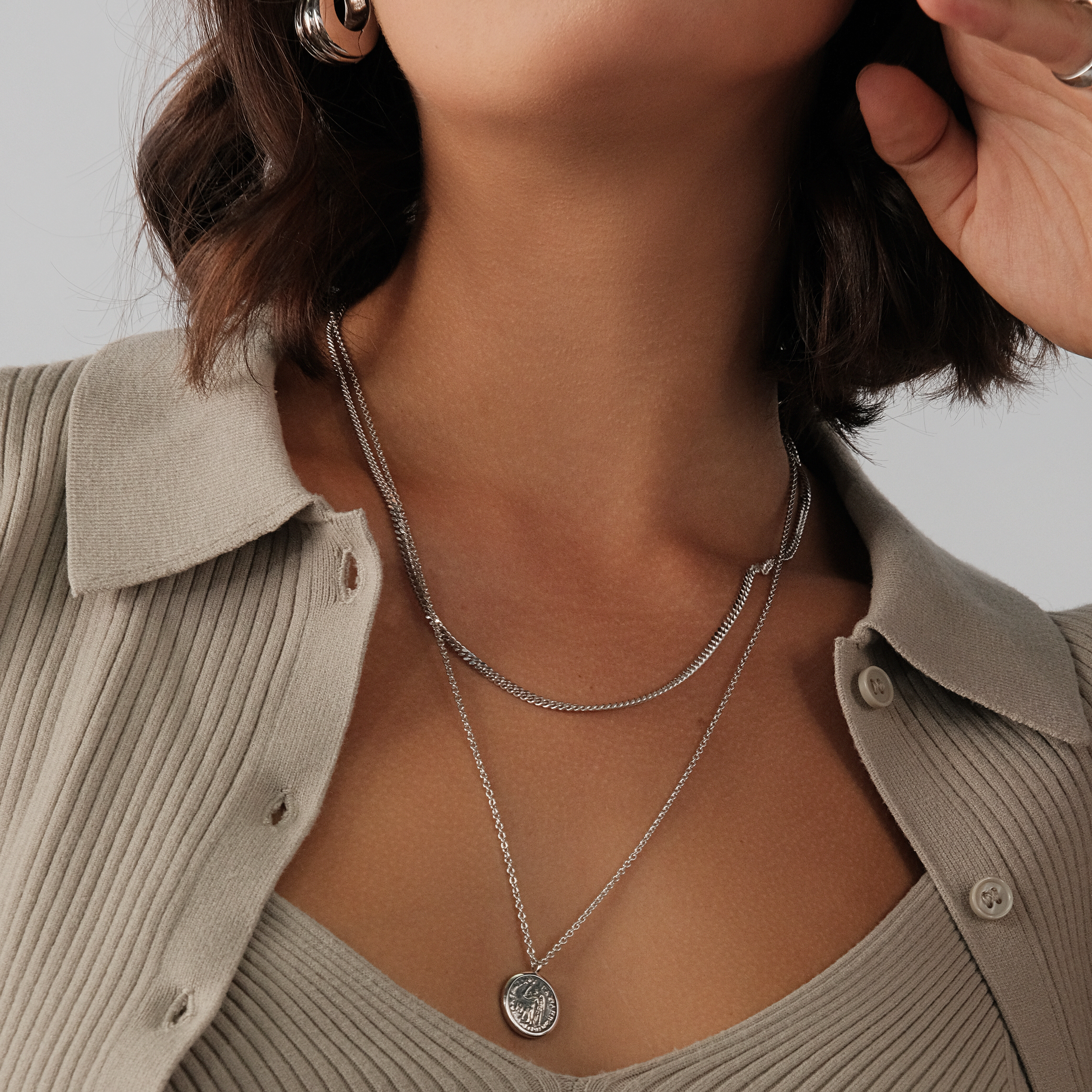 Кулон на цепи из черненого серебра 925 Coin Pendant Angel