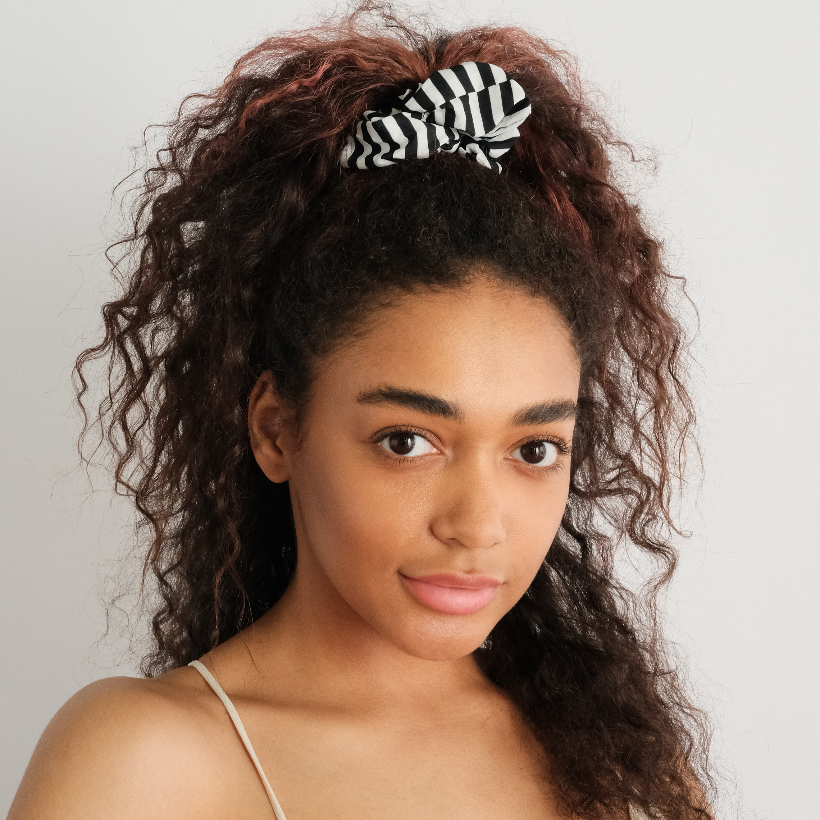Striped black and white elastic band for hair