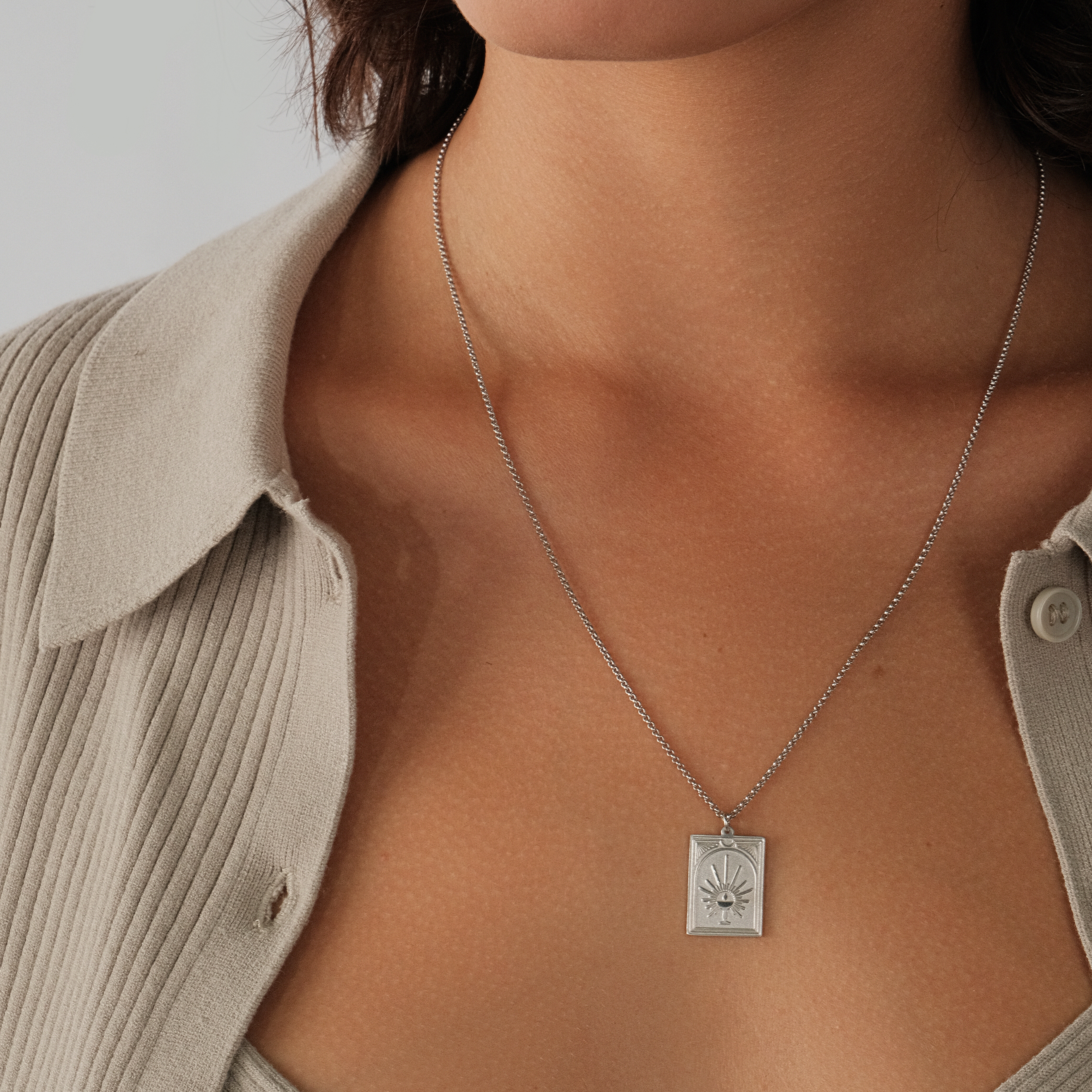 Pendant on a chain made of silver Tarot Temperance