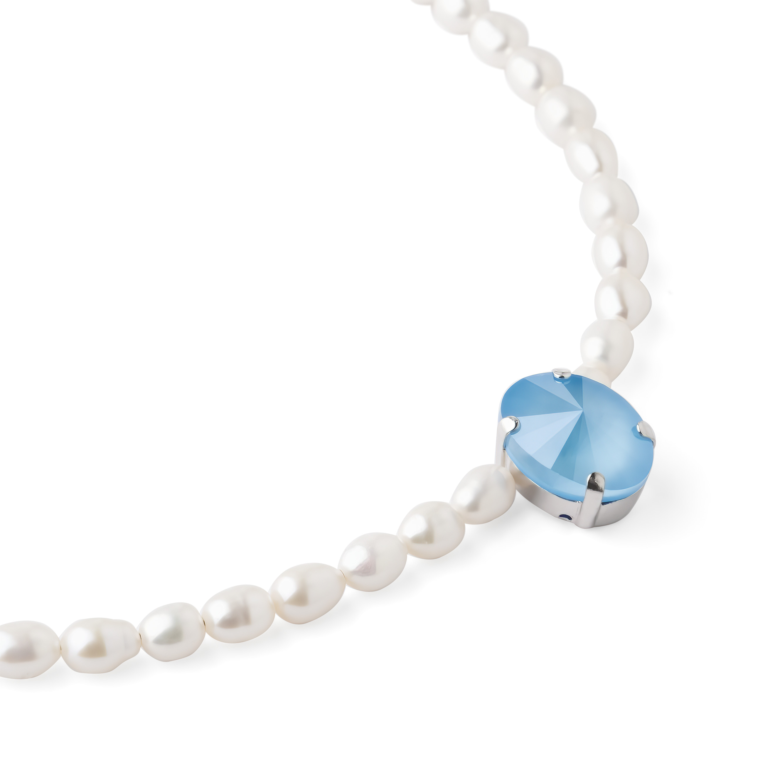 Серебристый чокер с жемчугом и кристаллом Swarovski Blue Lagoon