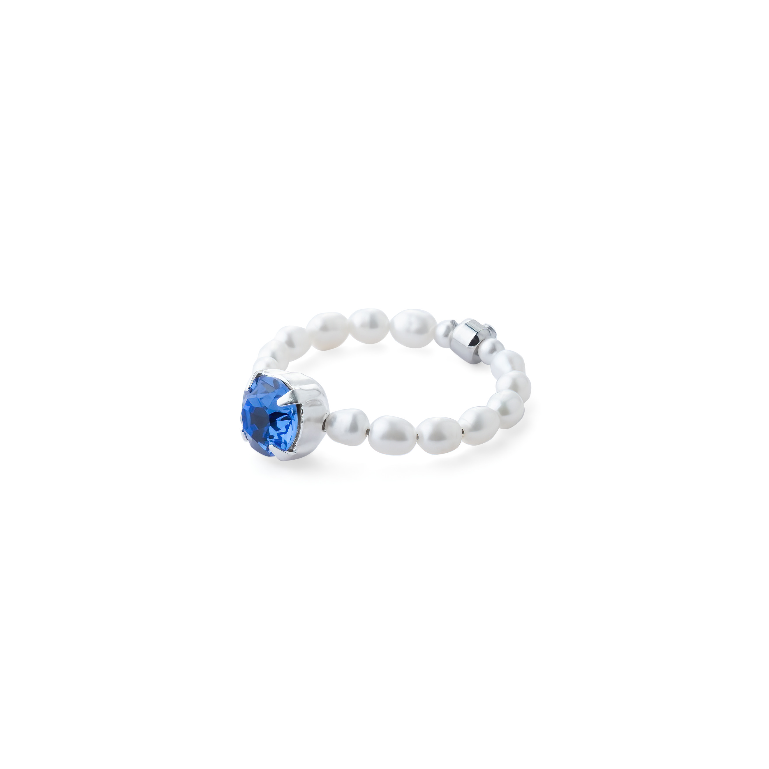 Кольцо с жемчугом и кристаллом Swarovski Sapphire