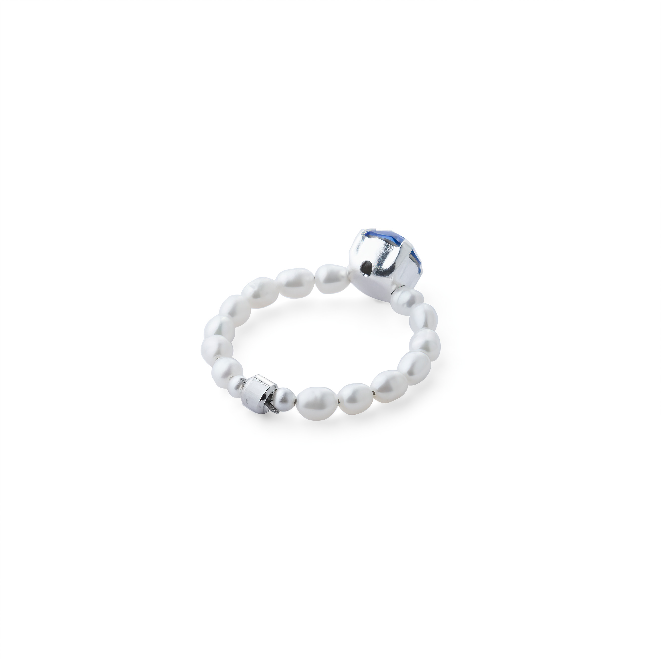 Кольцо с жемчугом и кристаллом Swarovski Sapphire