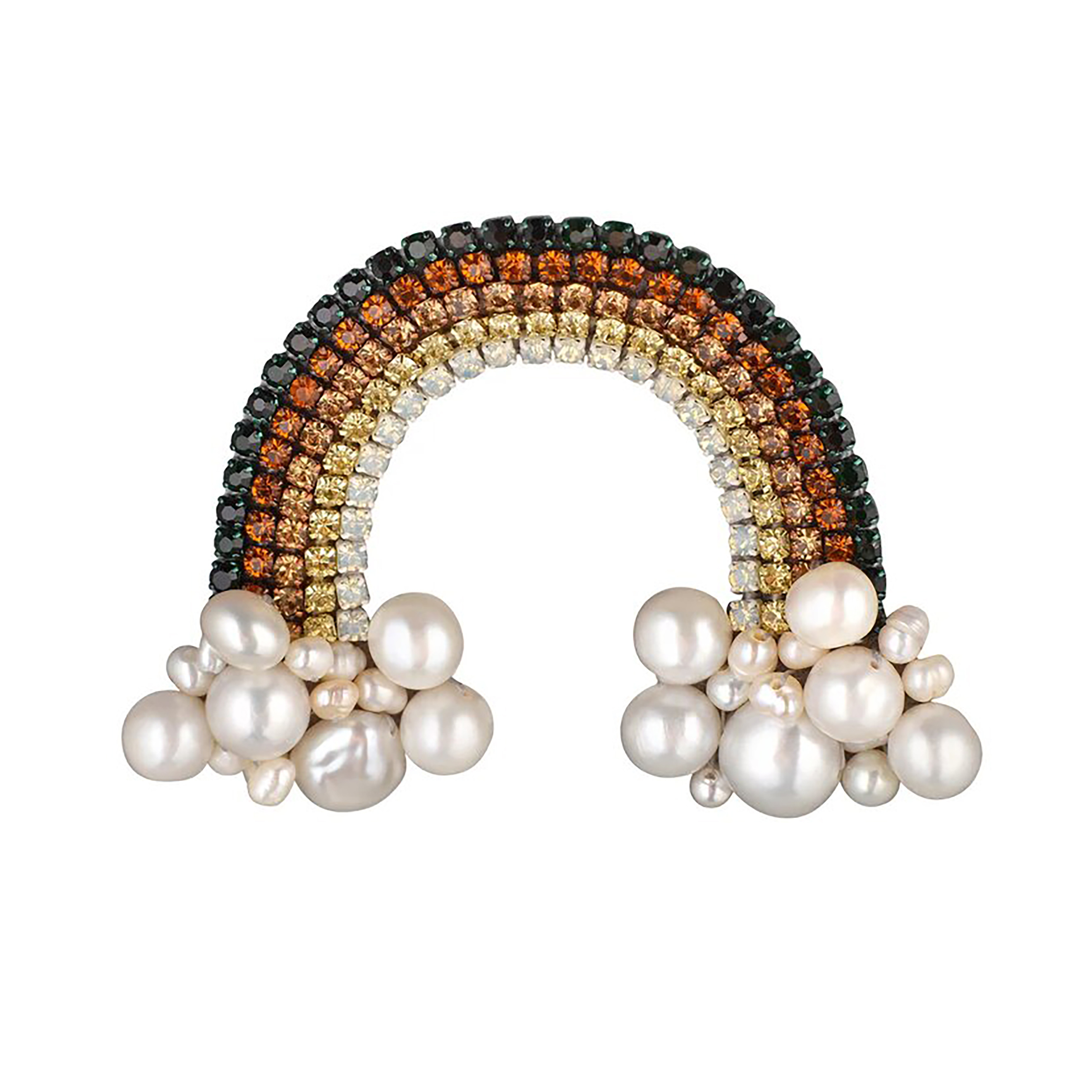 Embroidered Rainbow Brooch with Rainbow Pearls