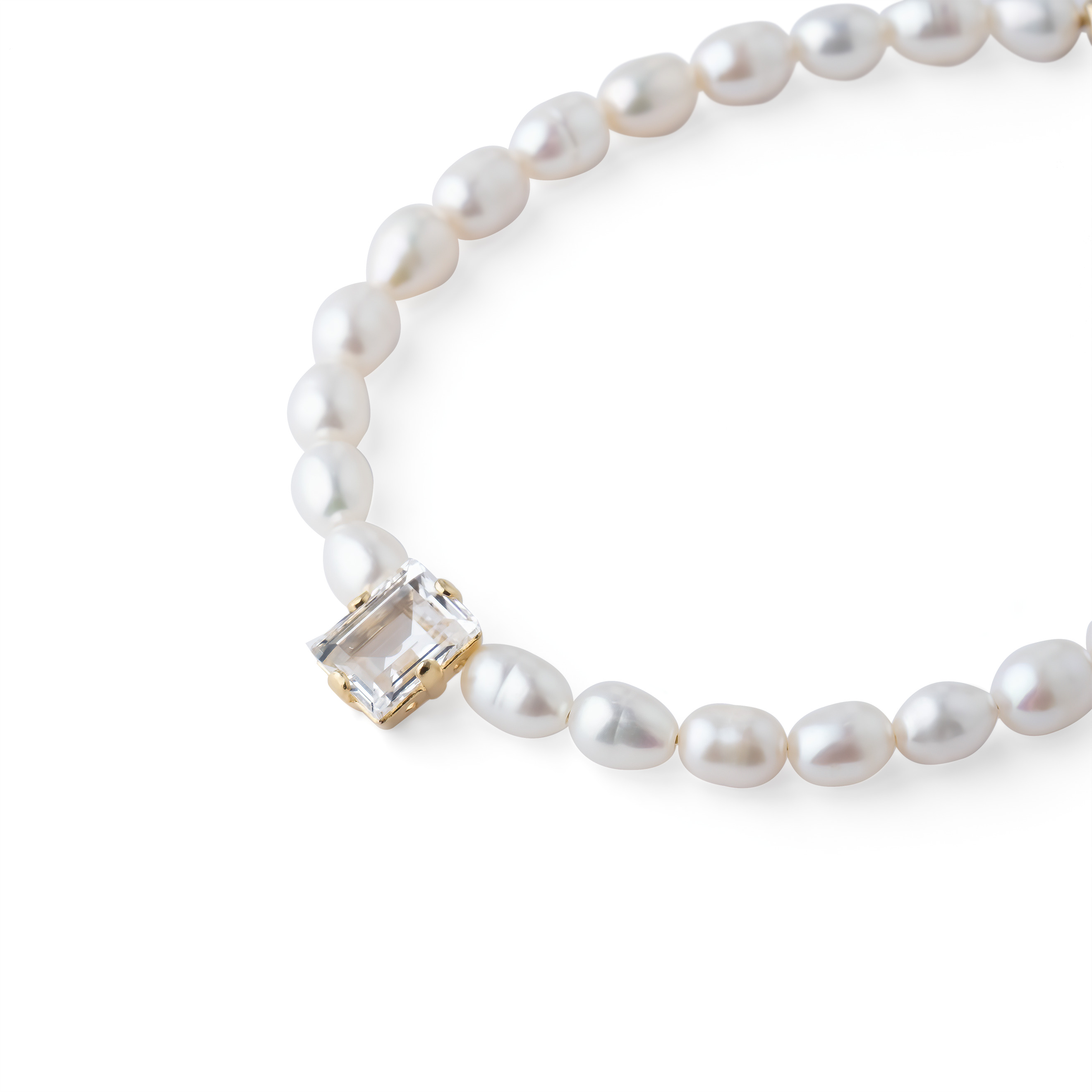 Позолоченный браслет с жемчугом и кристаллом Swarovski Goldie