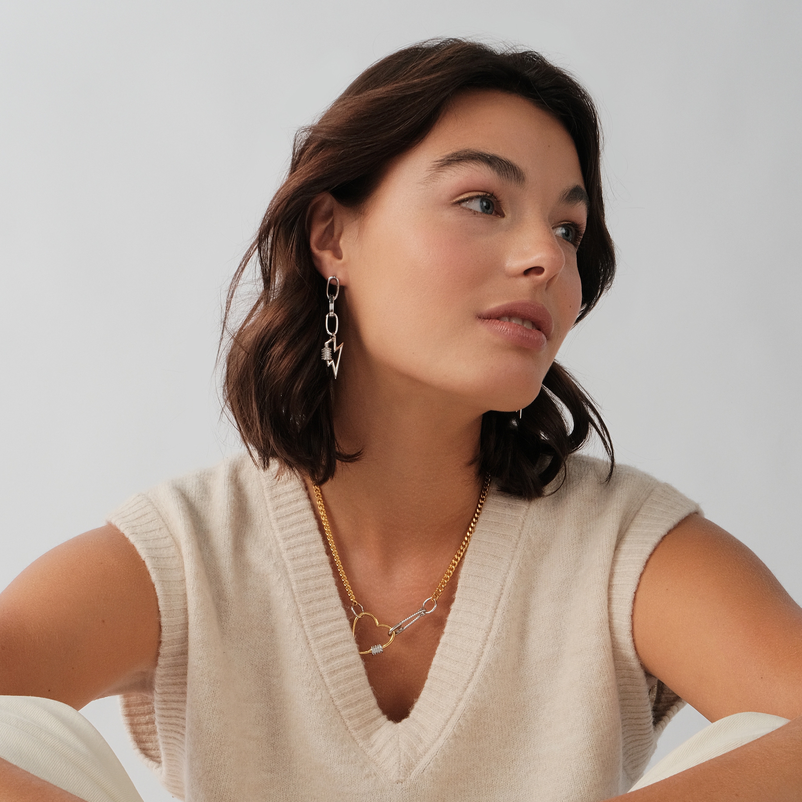 chain necklace with carabiner heart