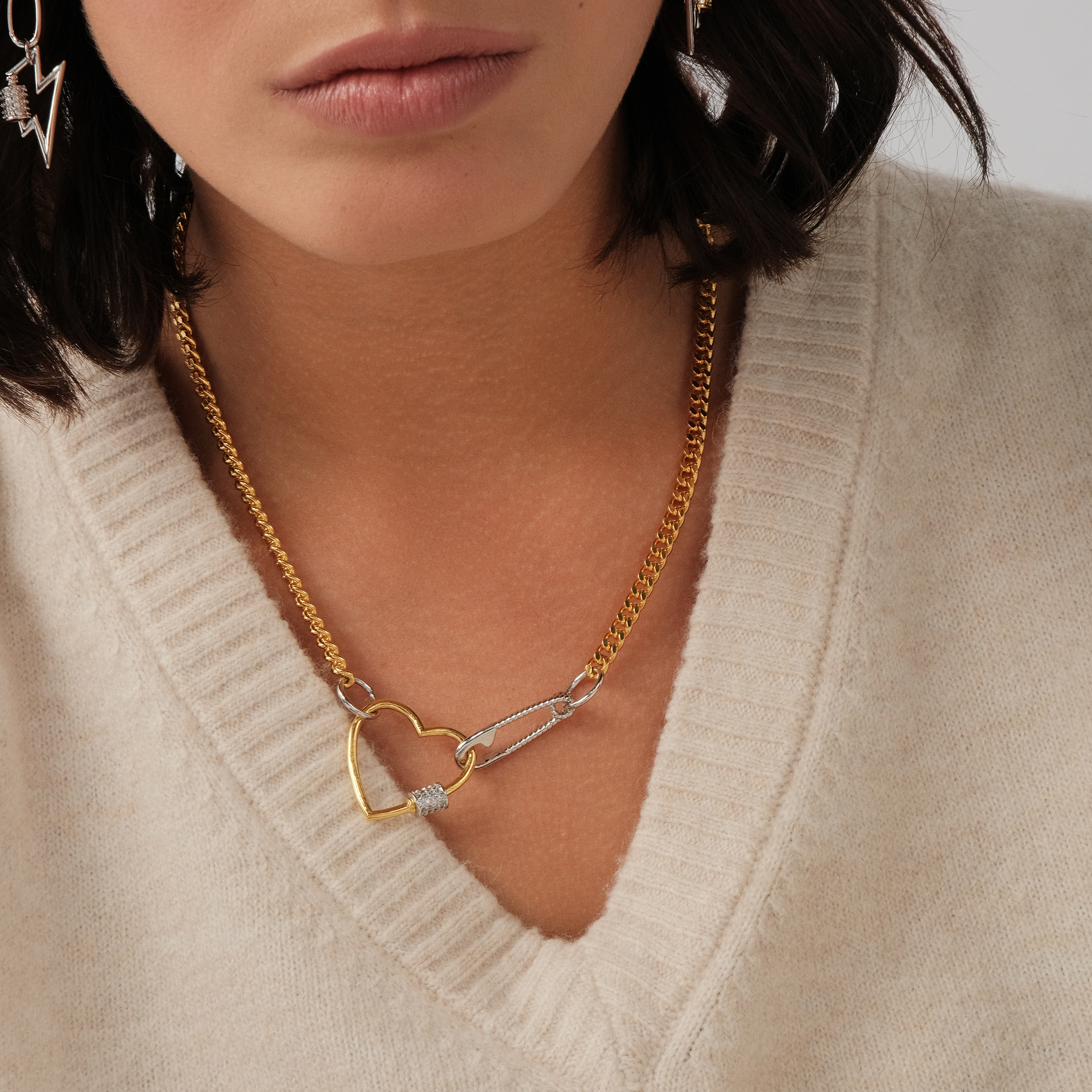 chain necklace with carabiner heart