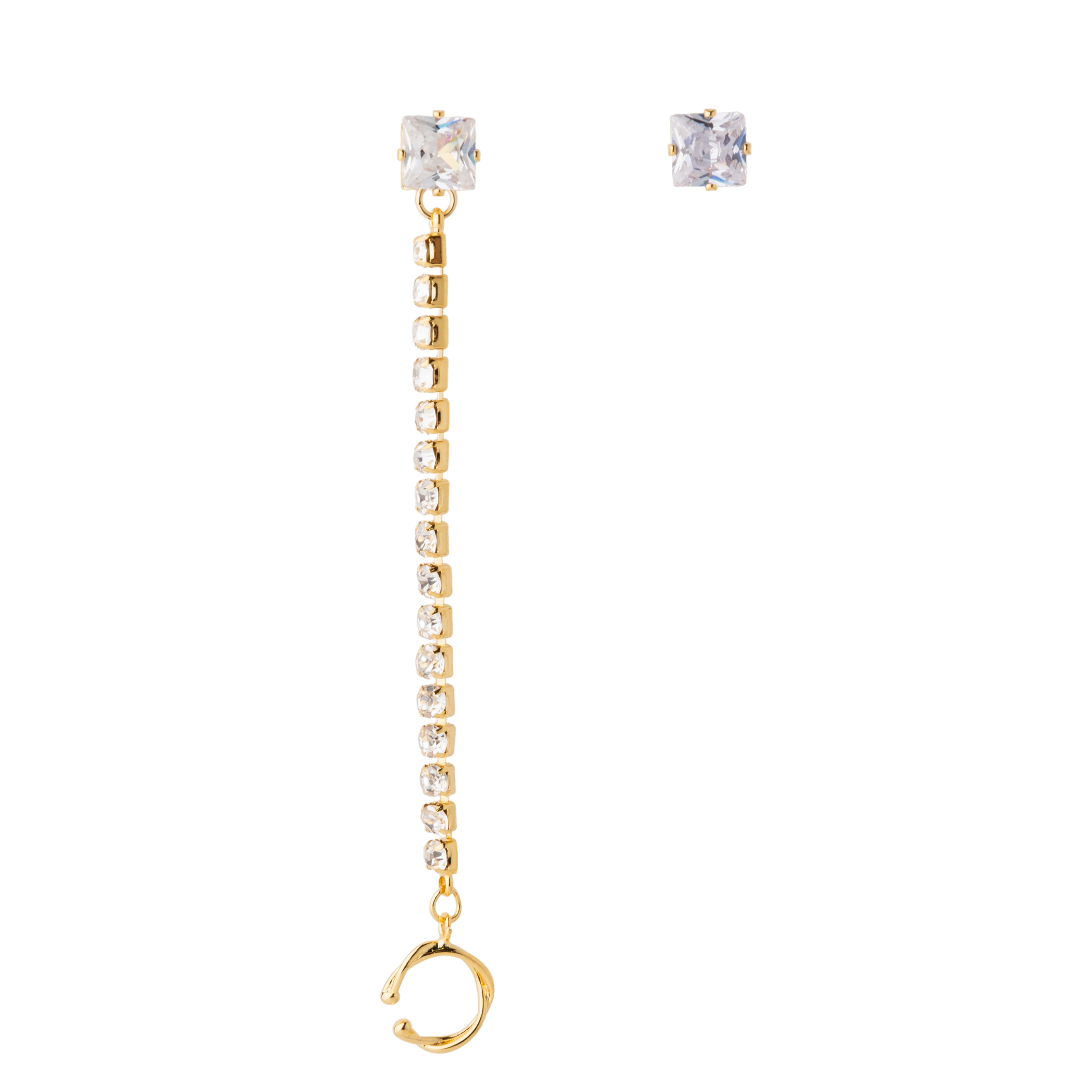 stud earrings with crystals and a cuff pendant