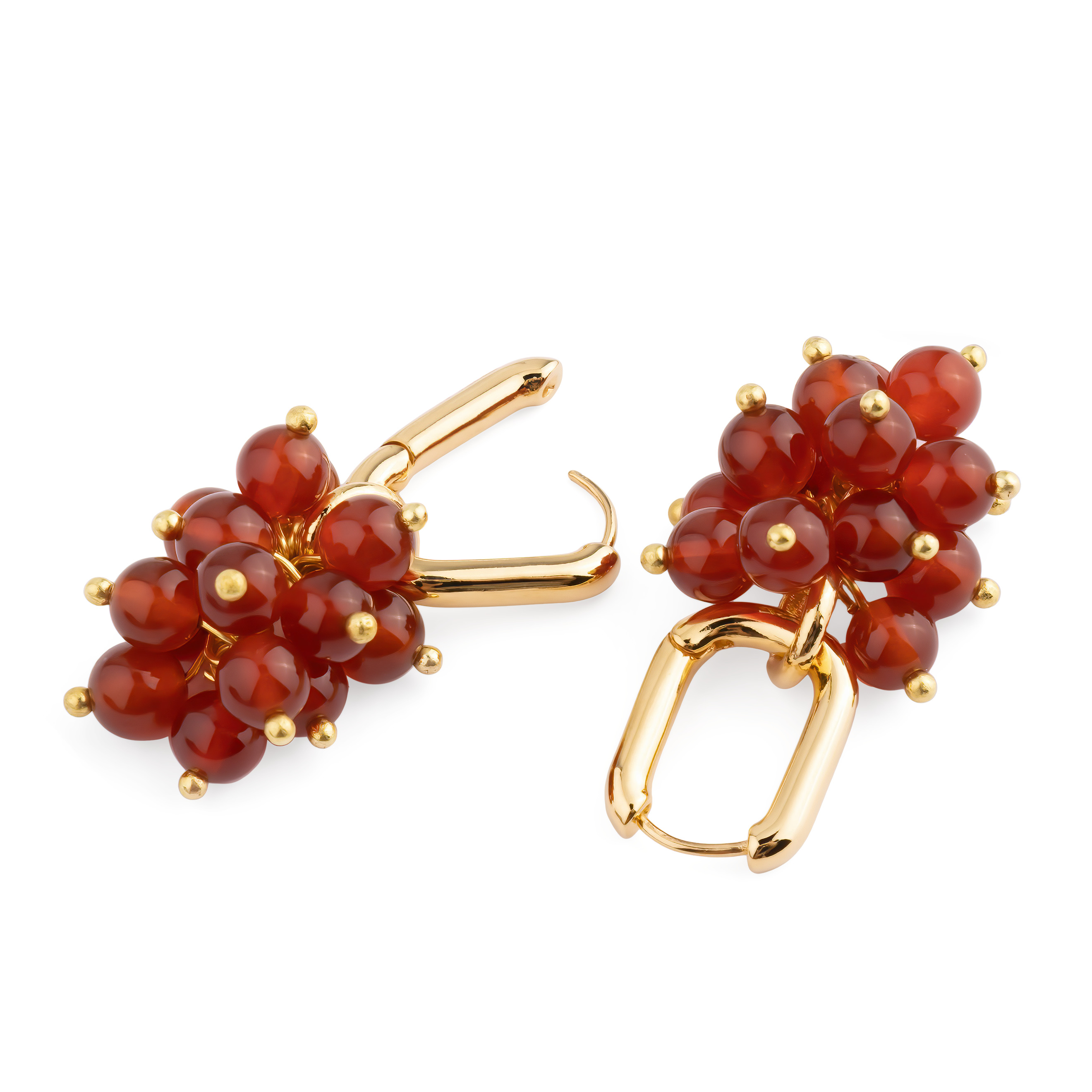 Earrings with red agate
