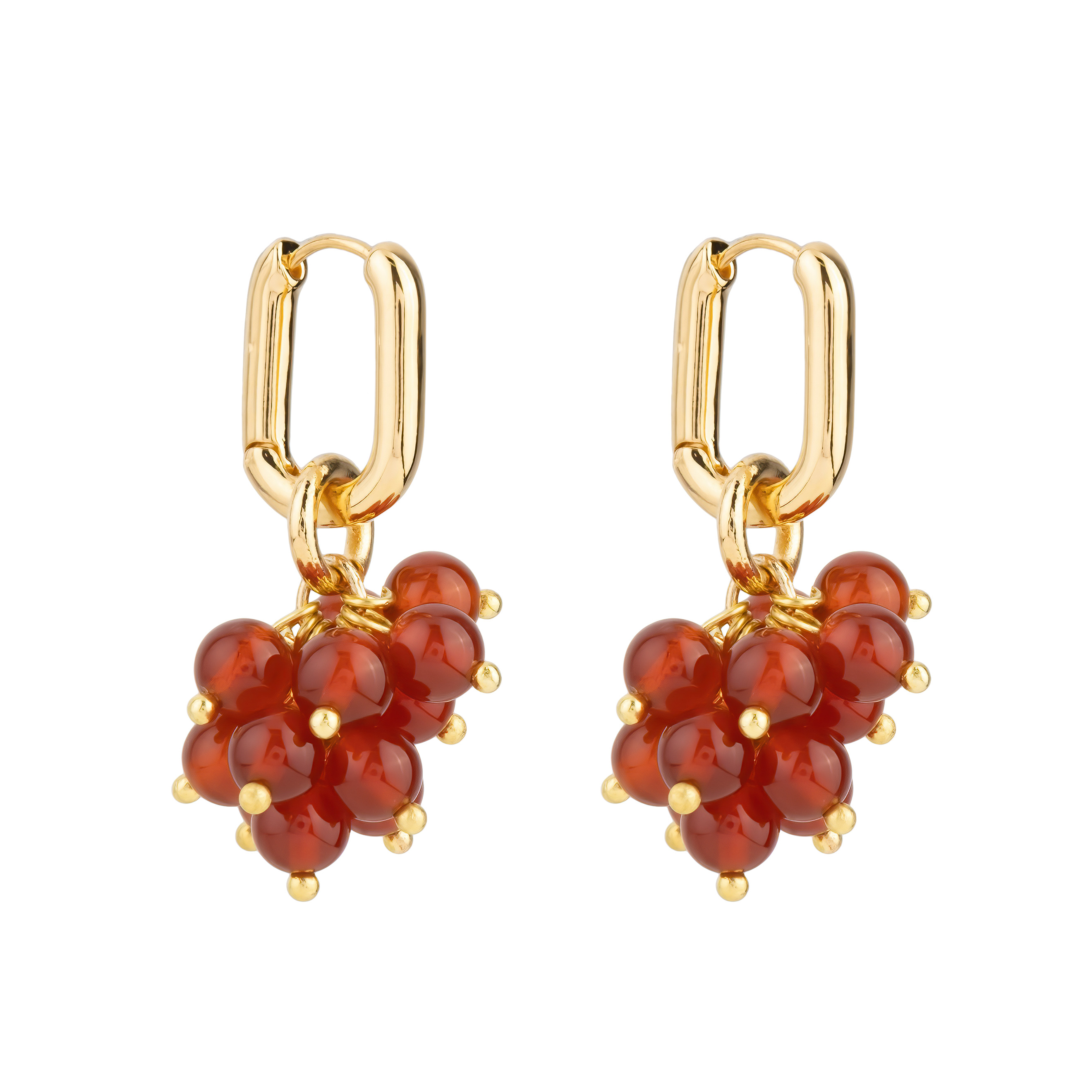 Earrings with red agate