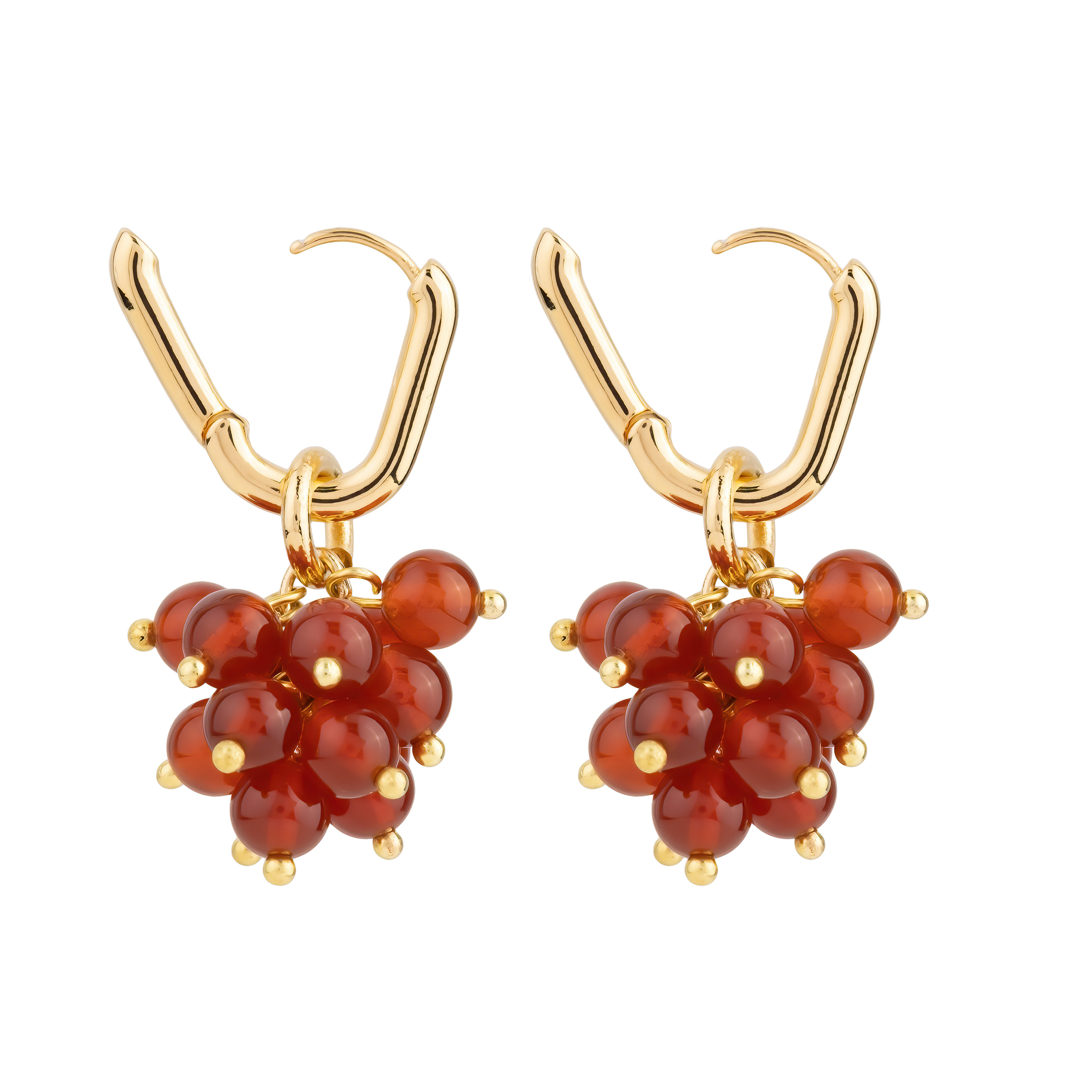 Earrings with red agate