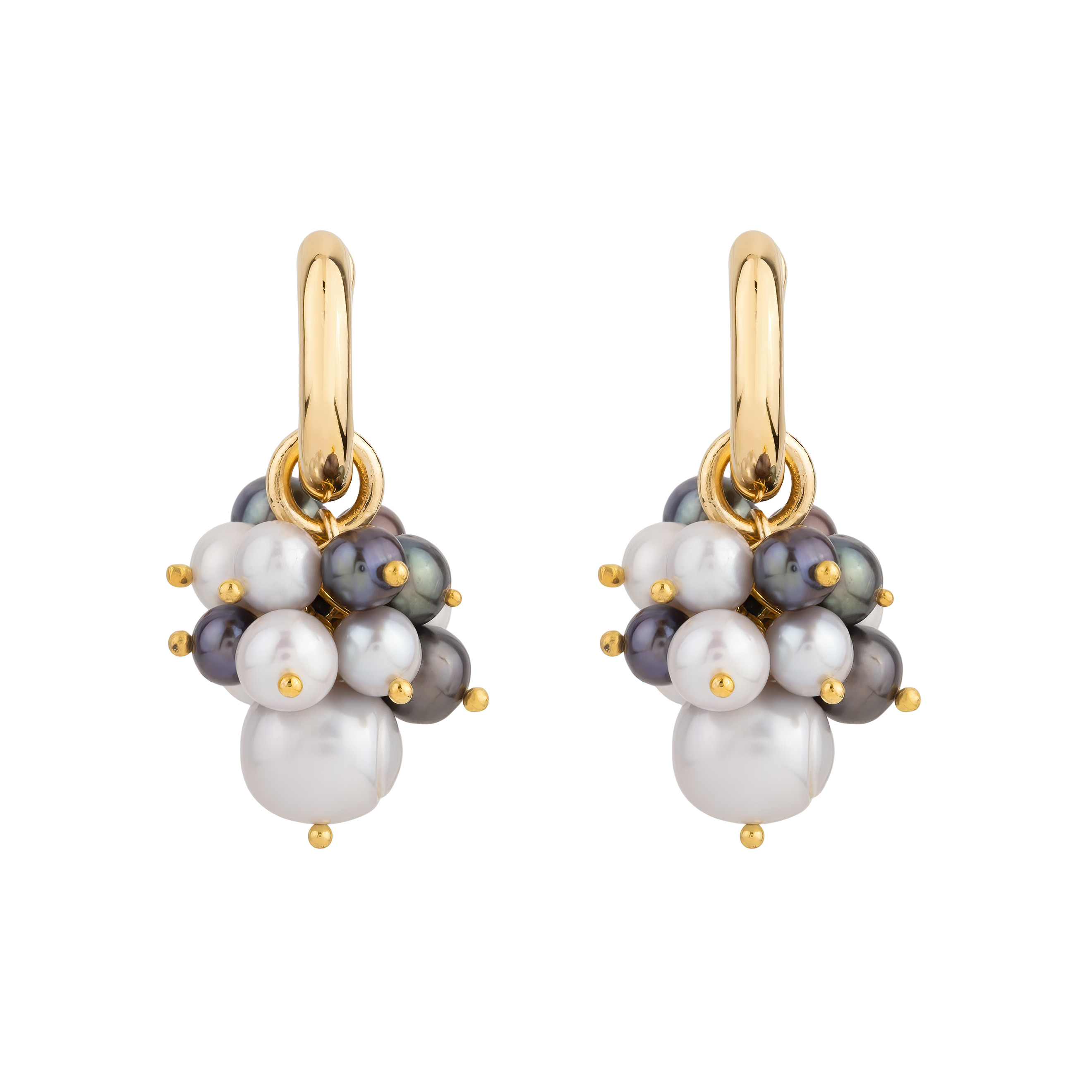 Earrings with grey pearls