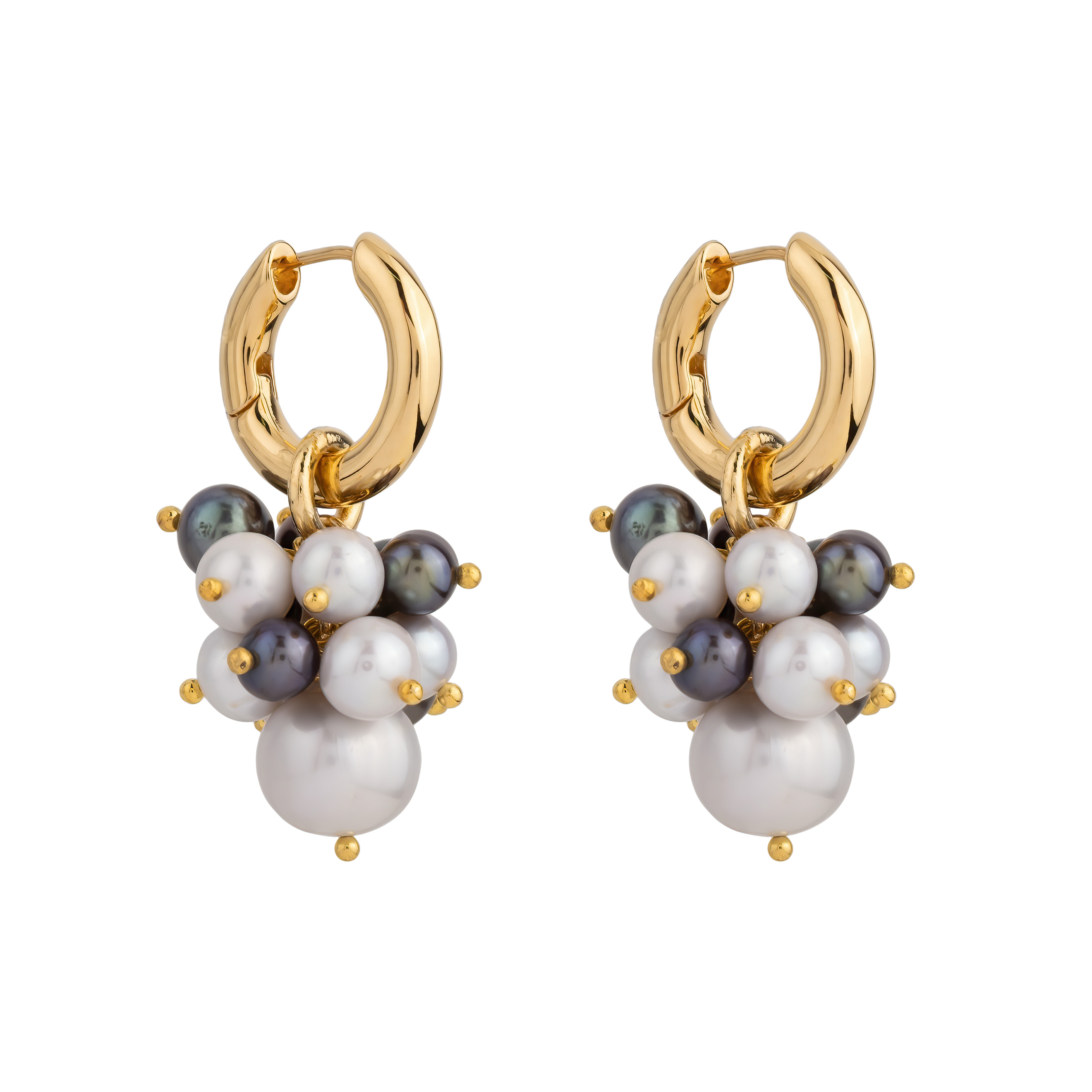 Earrings with grey pearls