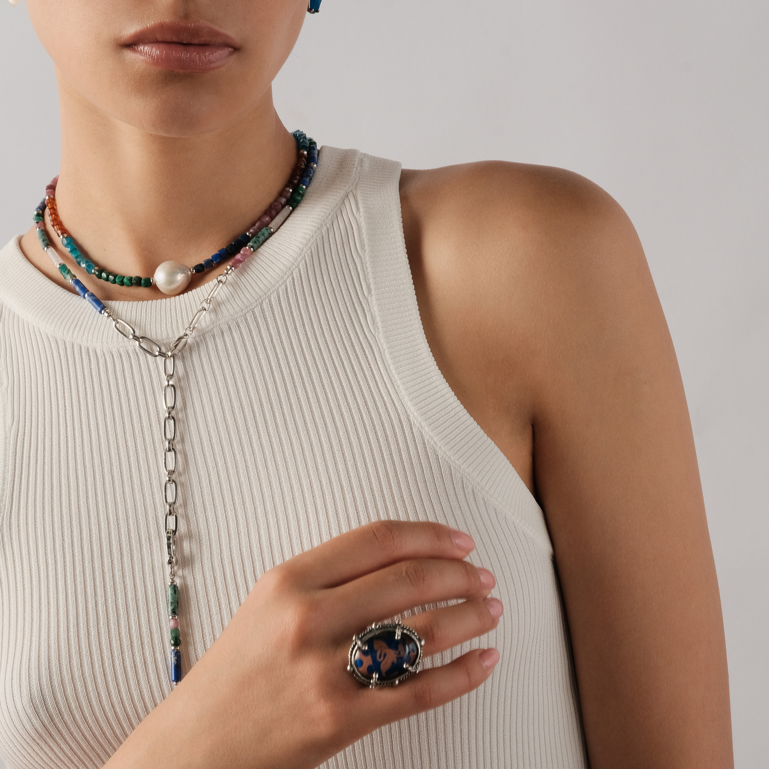 Колье Hello Summer Emerald из натуральных камней