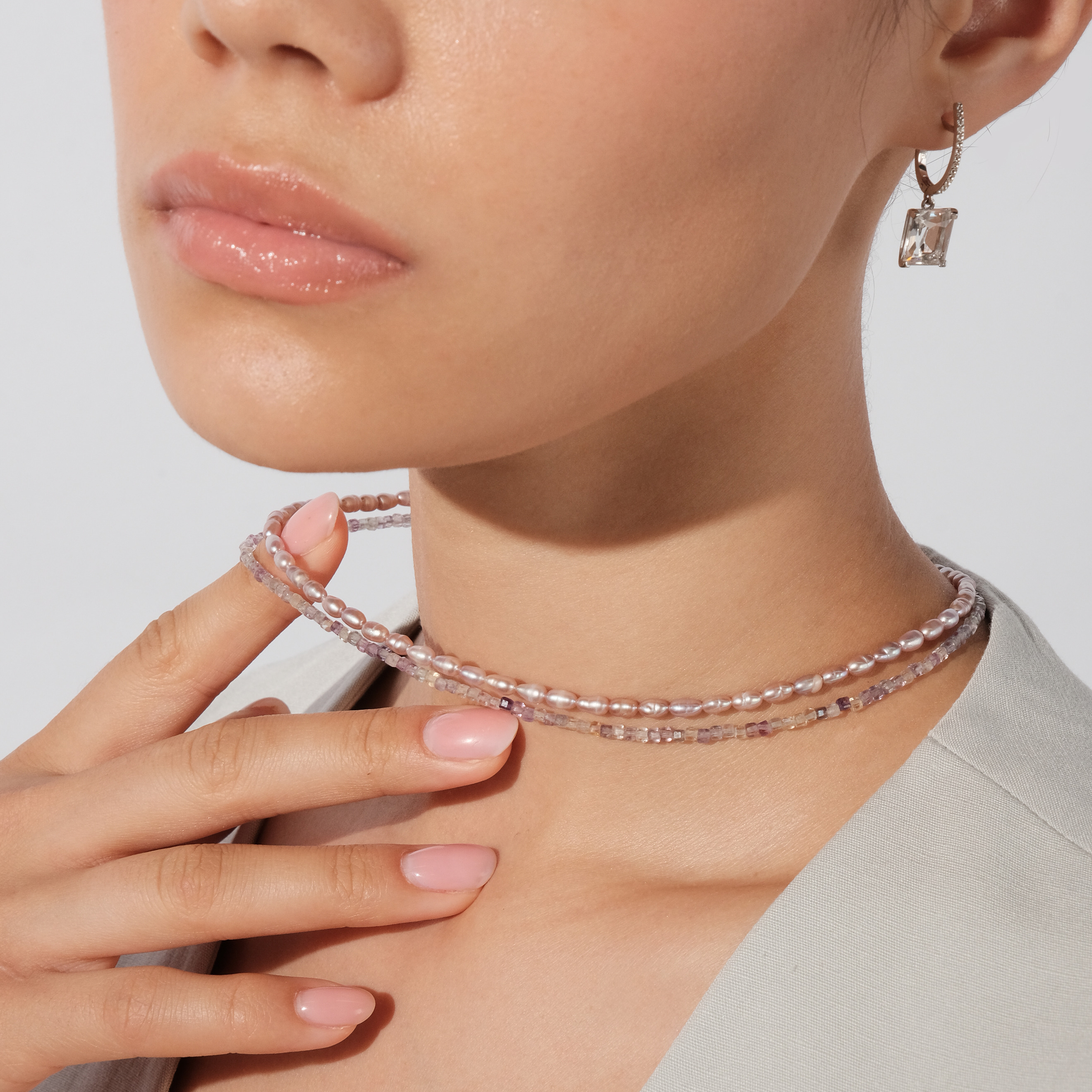 Серьги из серебра с горным хрусталём огранки багет