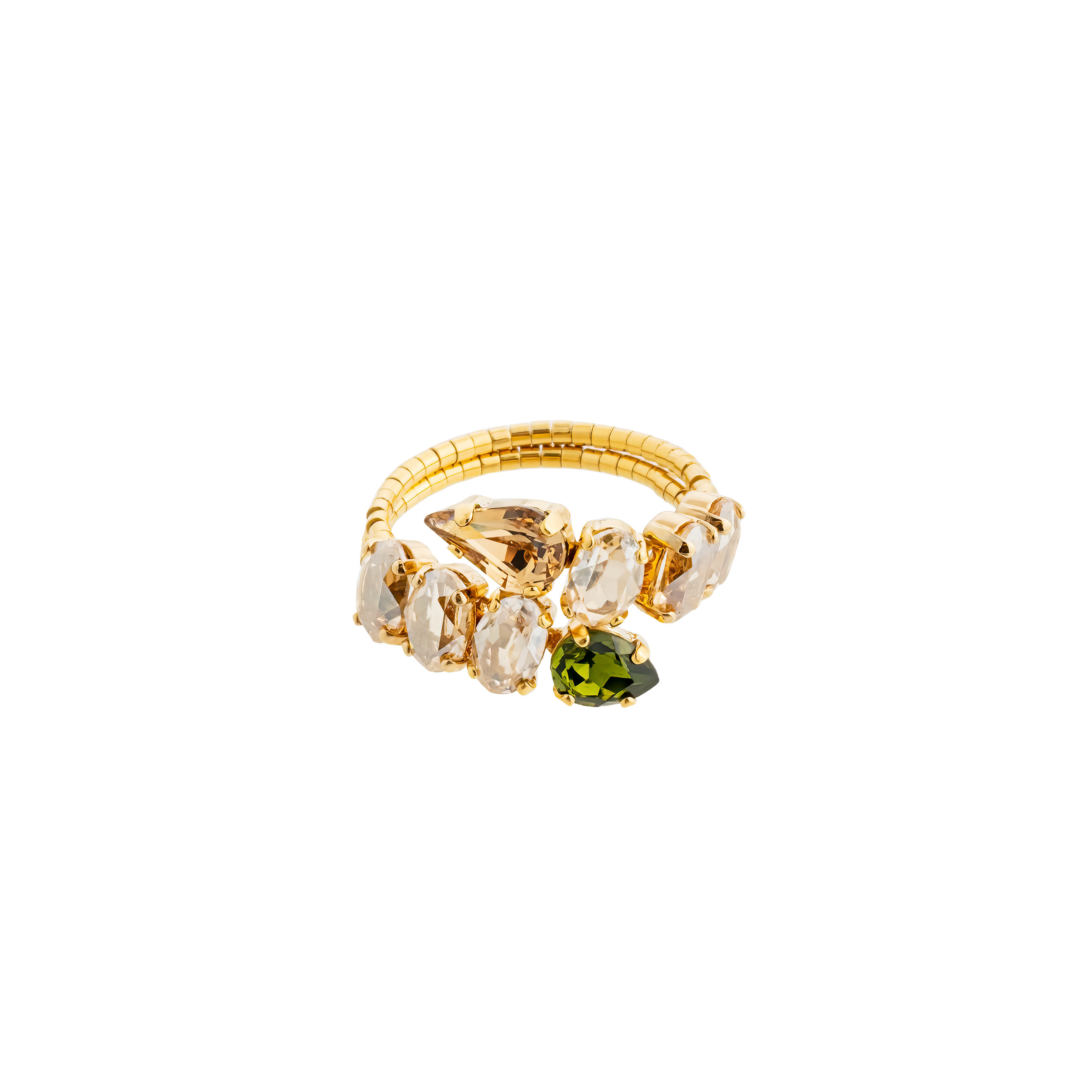Позолоченное кольцо с кристаллами Golden Snake