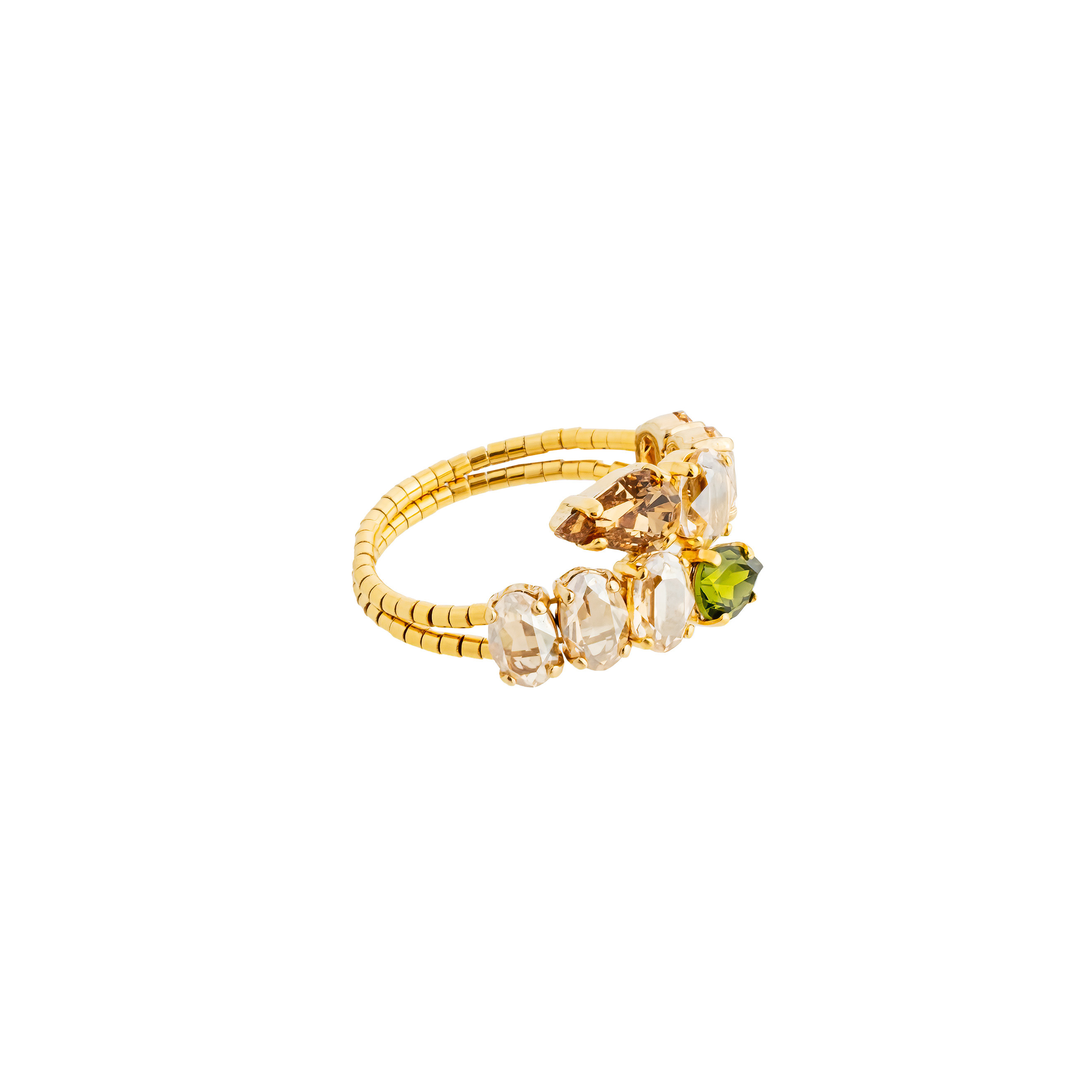 Позолоченное кольцо с кристаллами Golden Snake