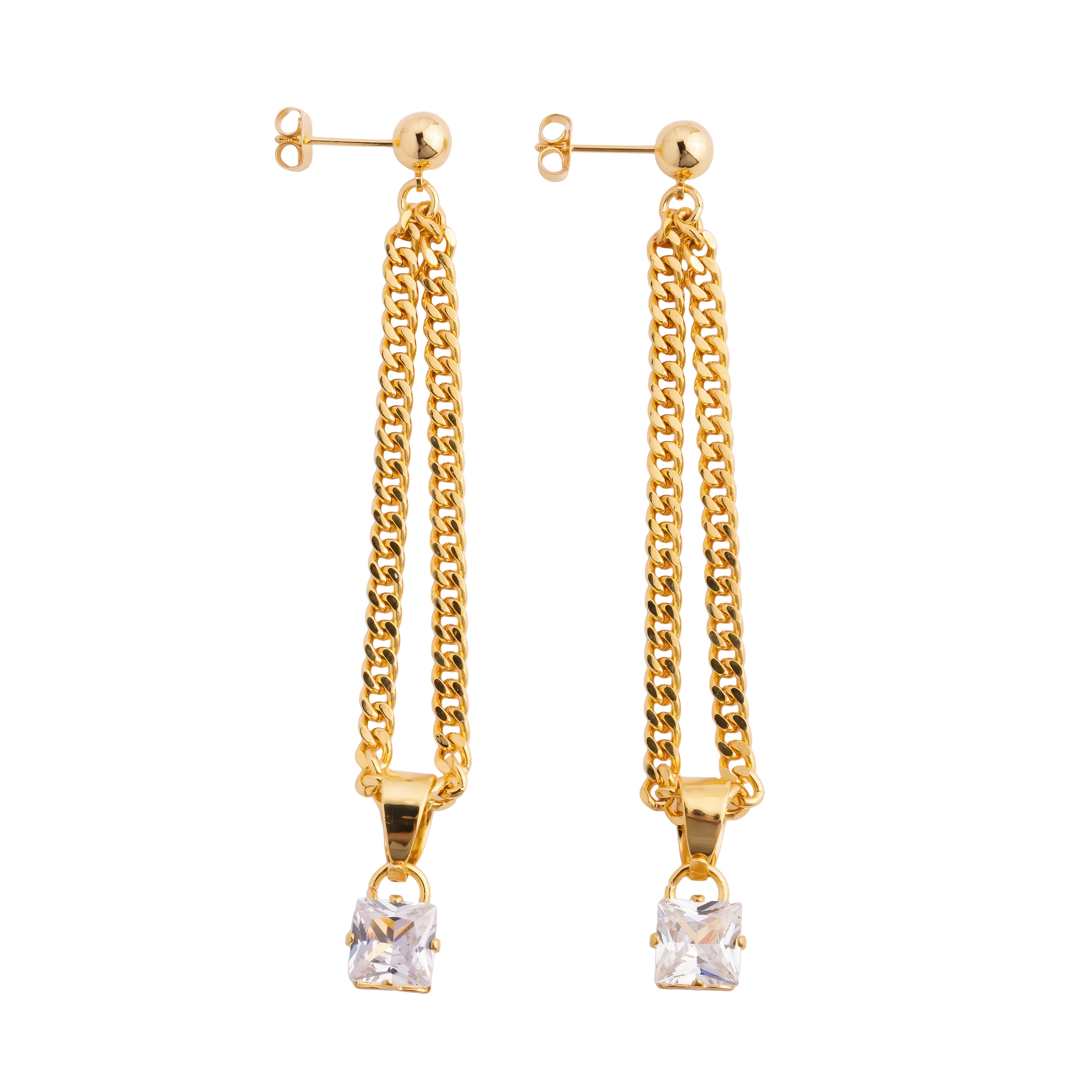chain Earrings with crystal