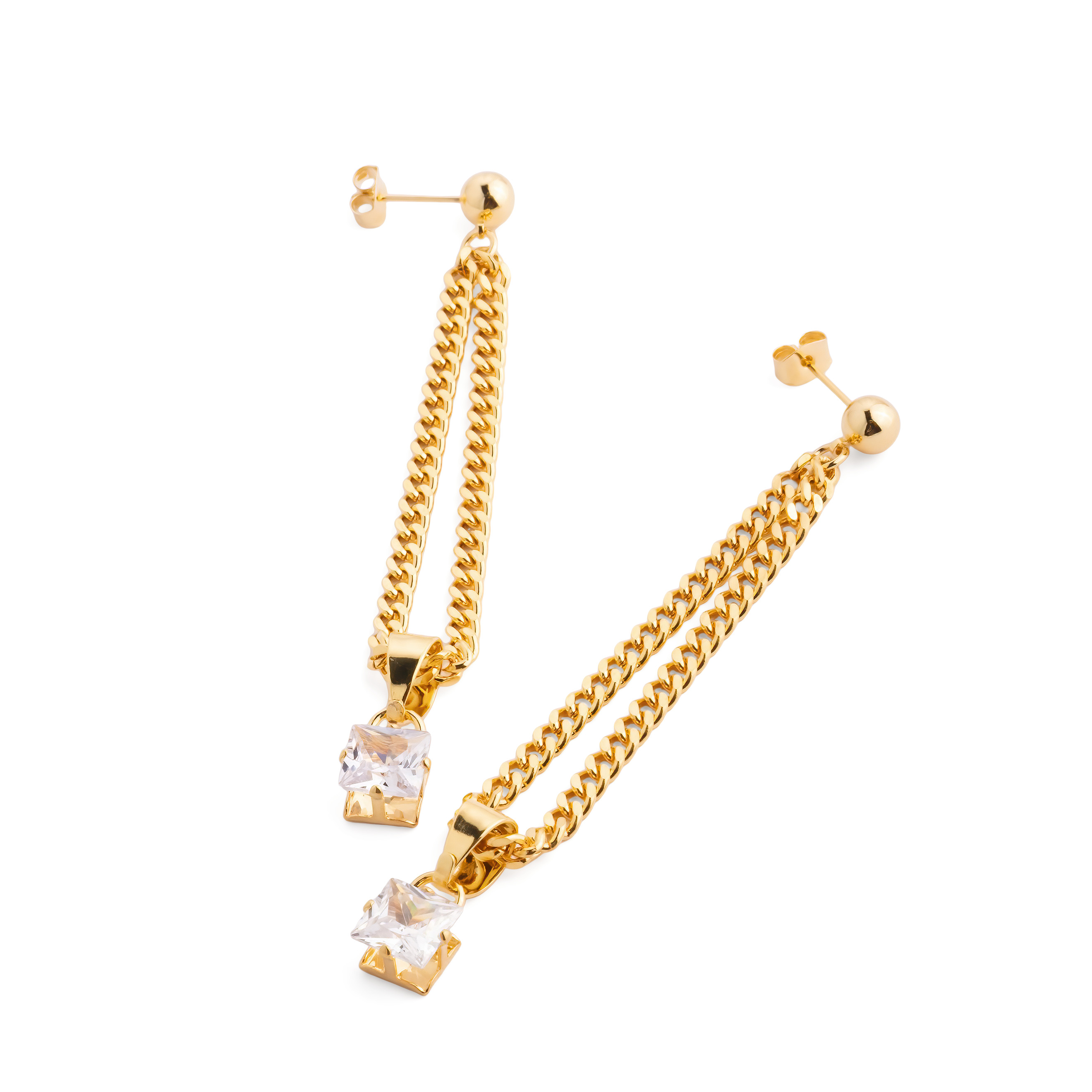 chain Earrings with crystal