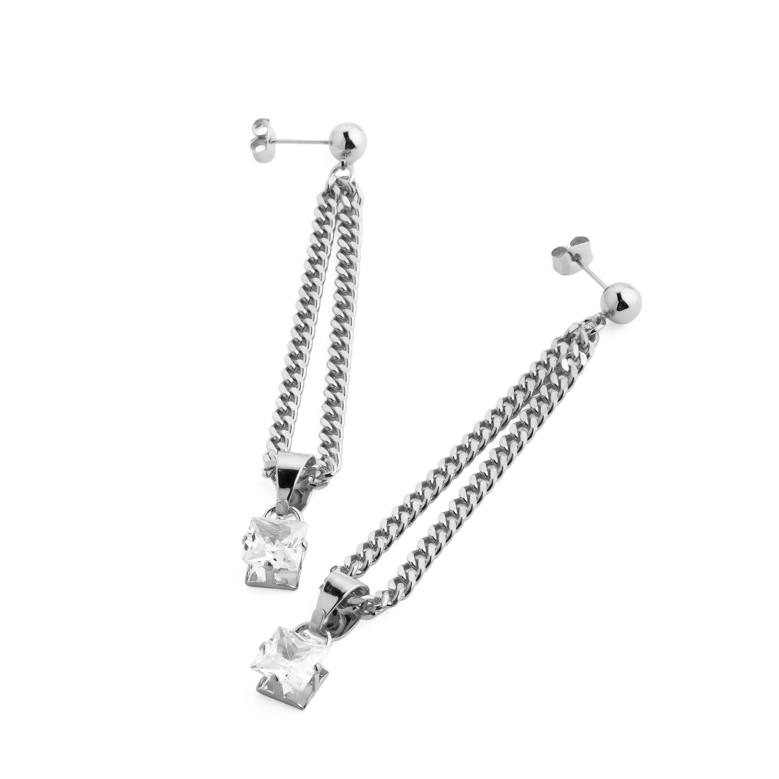 chain earrings with crystal