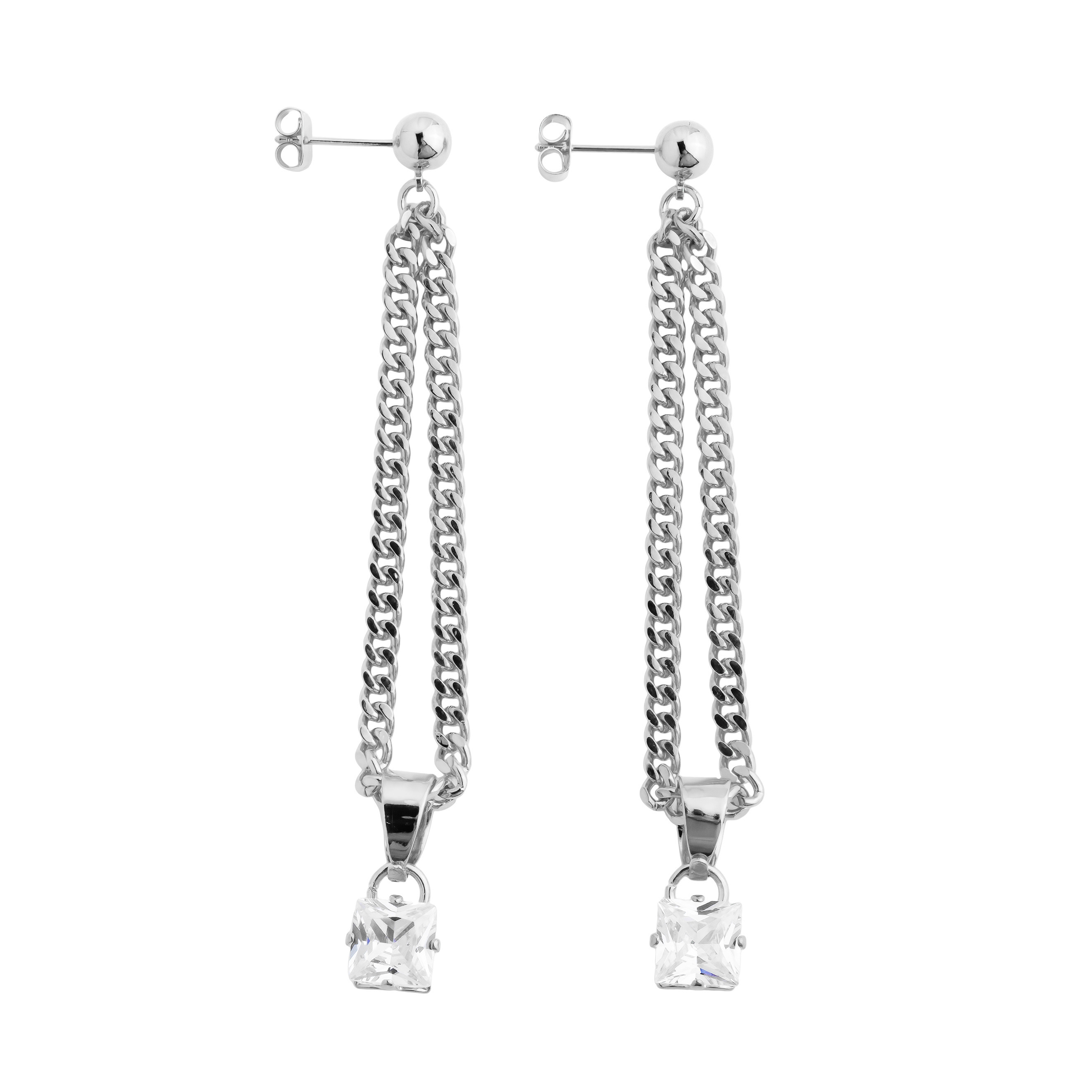 chain earrings with crystal