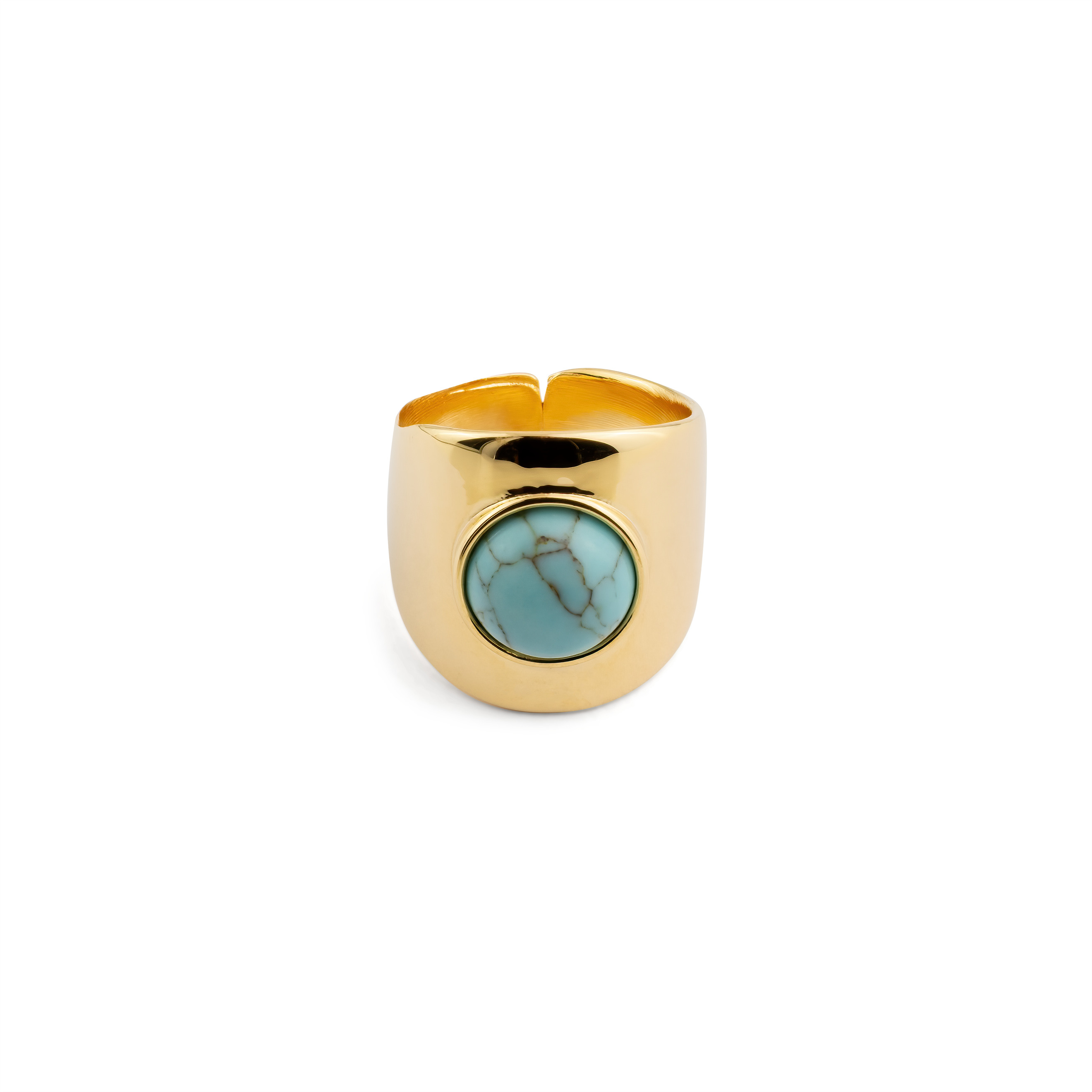 ring with round turquoise insert
