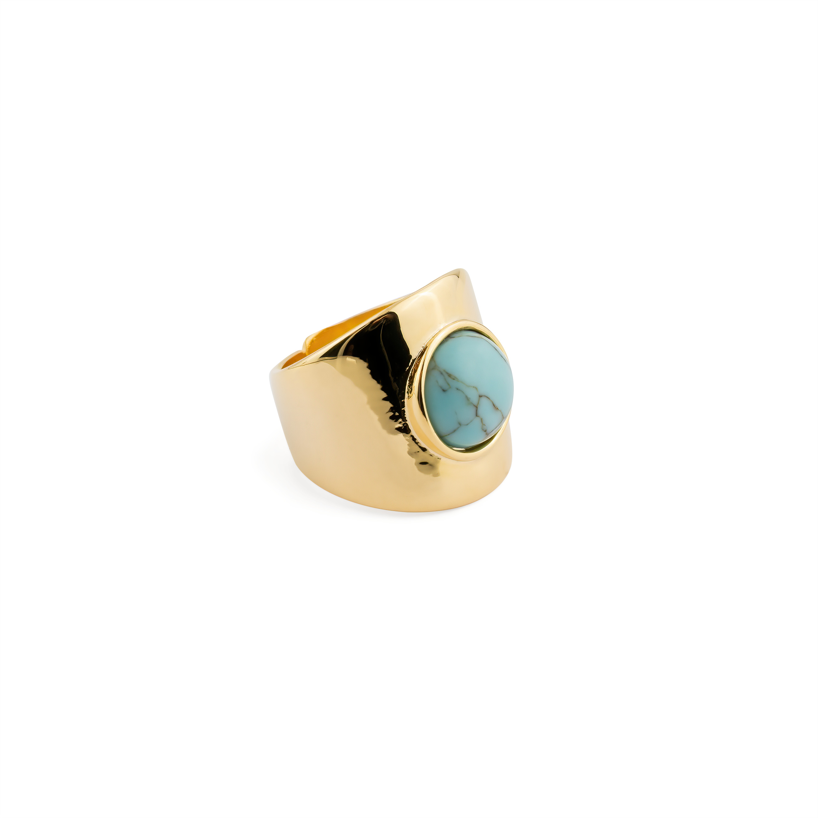 ring with round turquoise insert