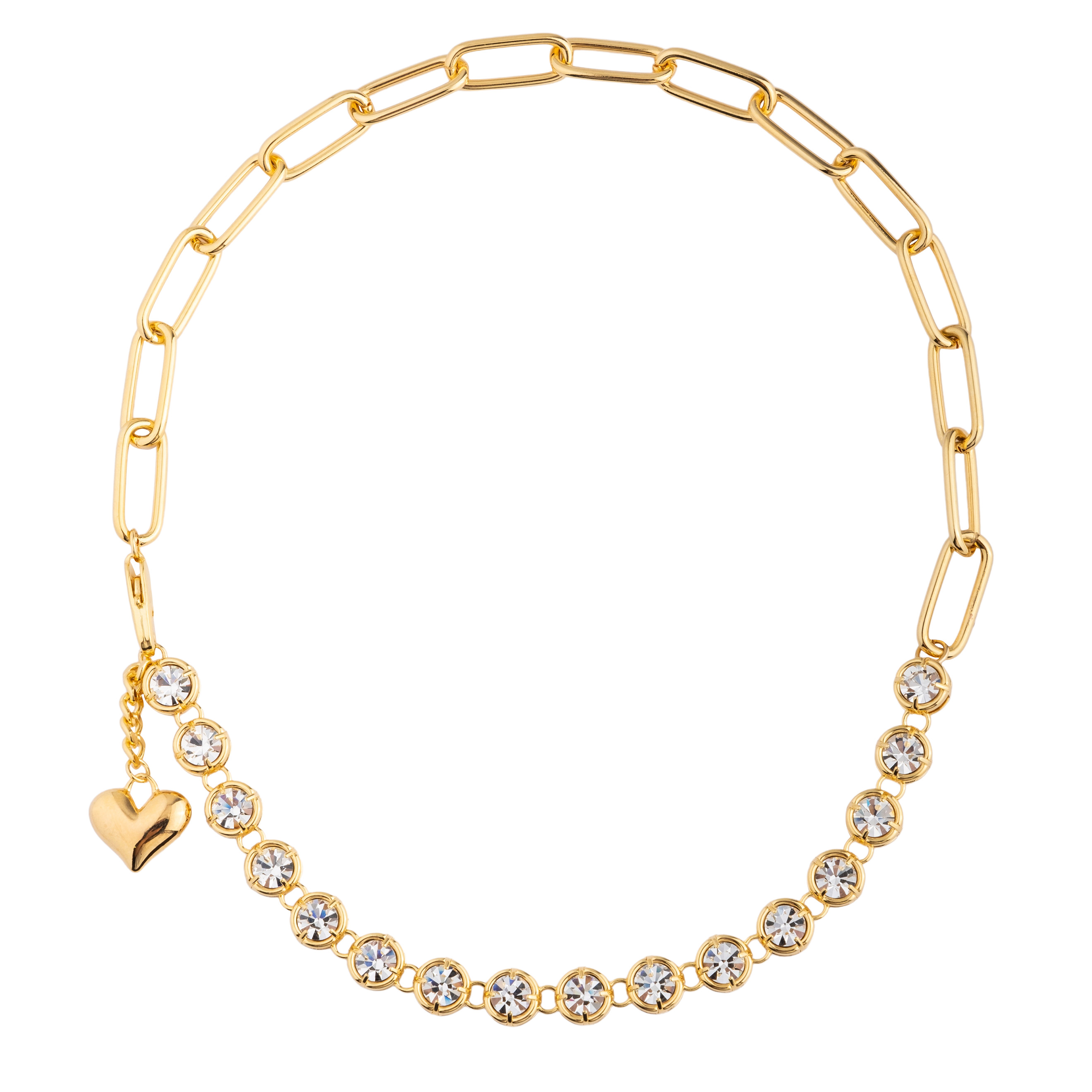 necklace-chain with crystals and a heart