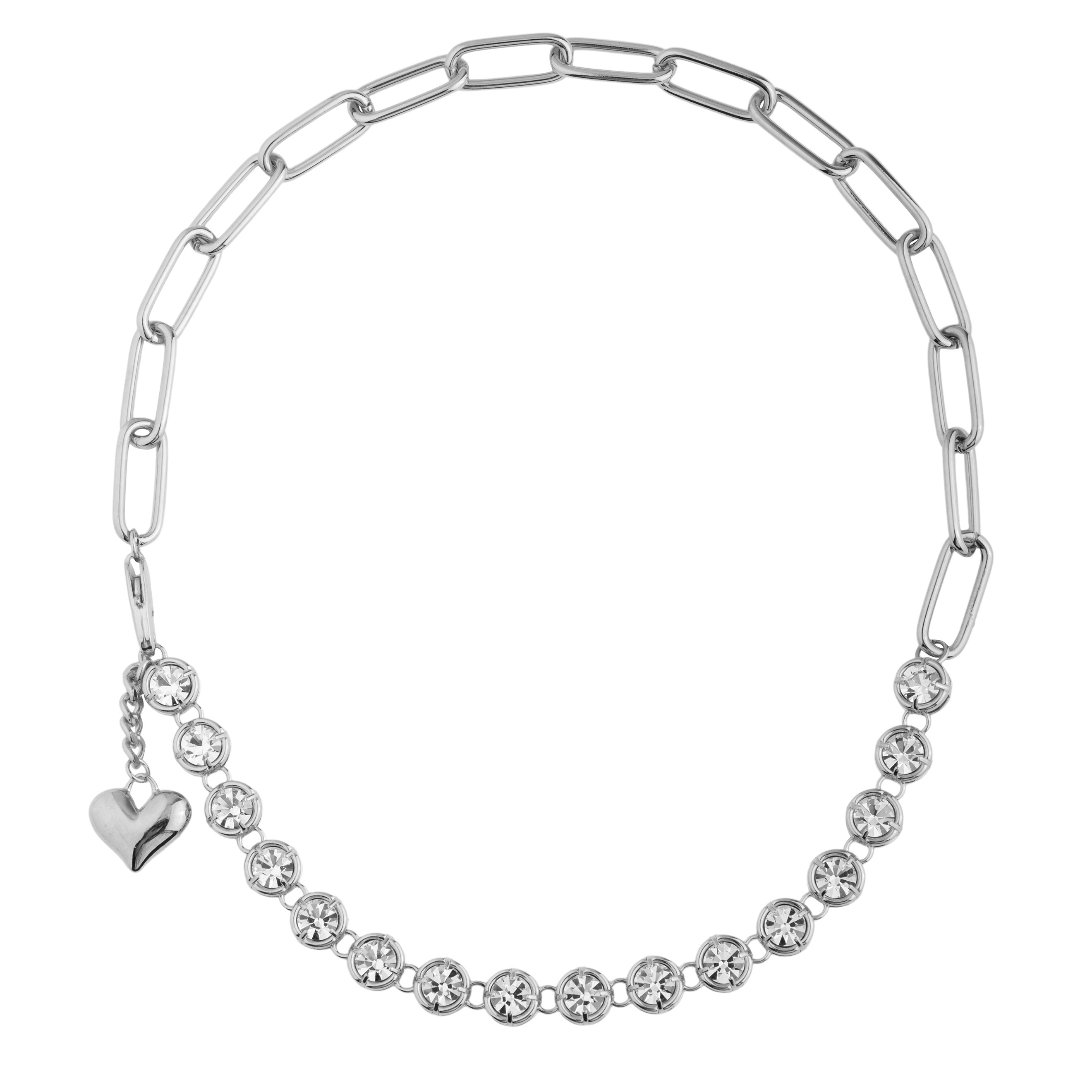 Necklace-chain with crystals and a heart