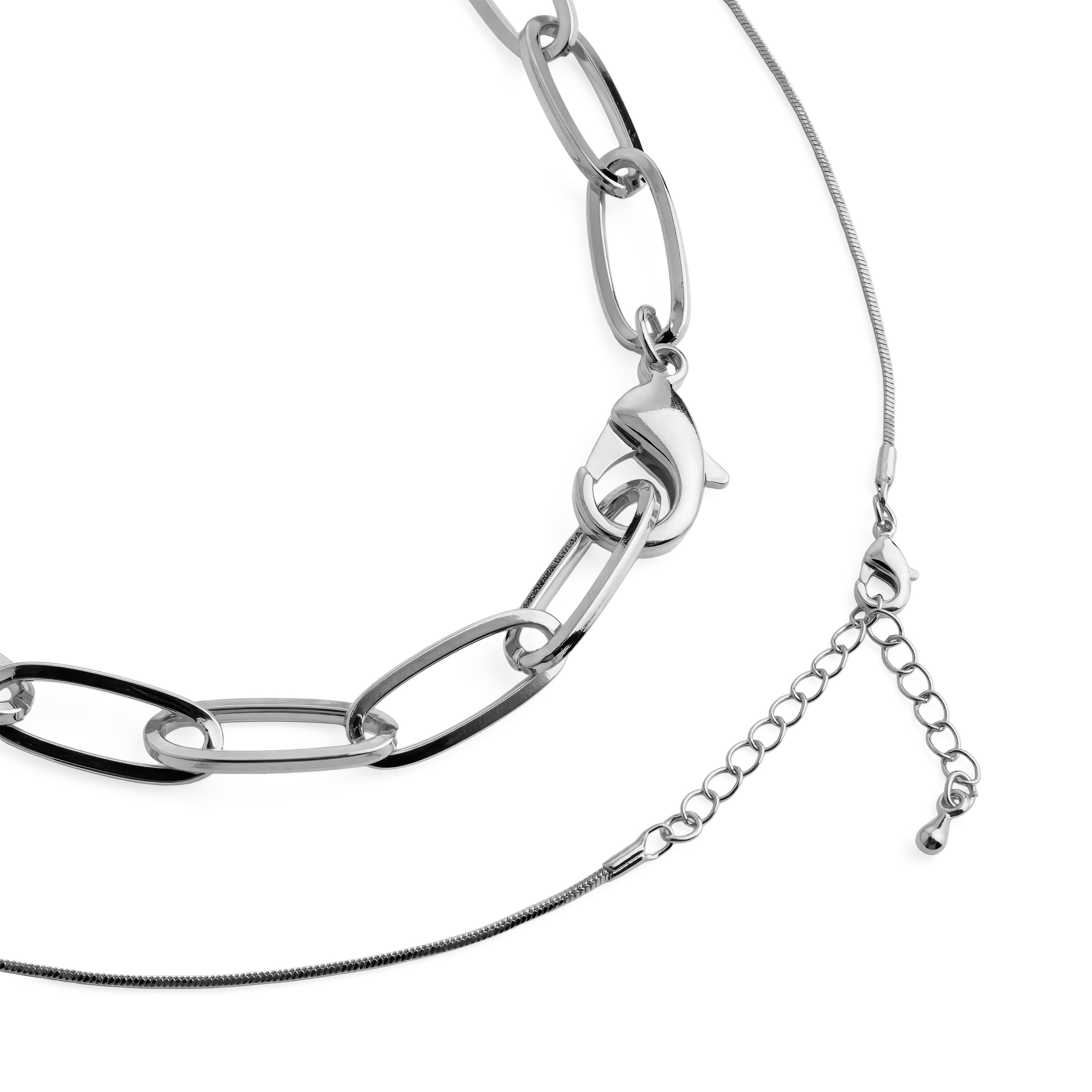 Double  necklace with a heart pendant on a snake chain