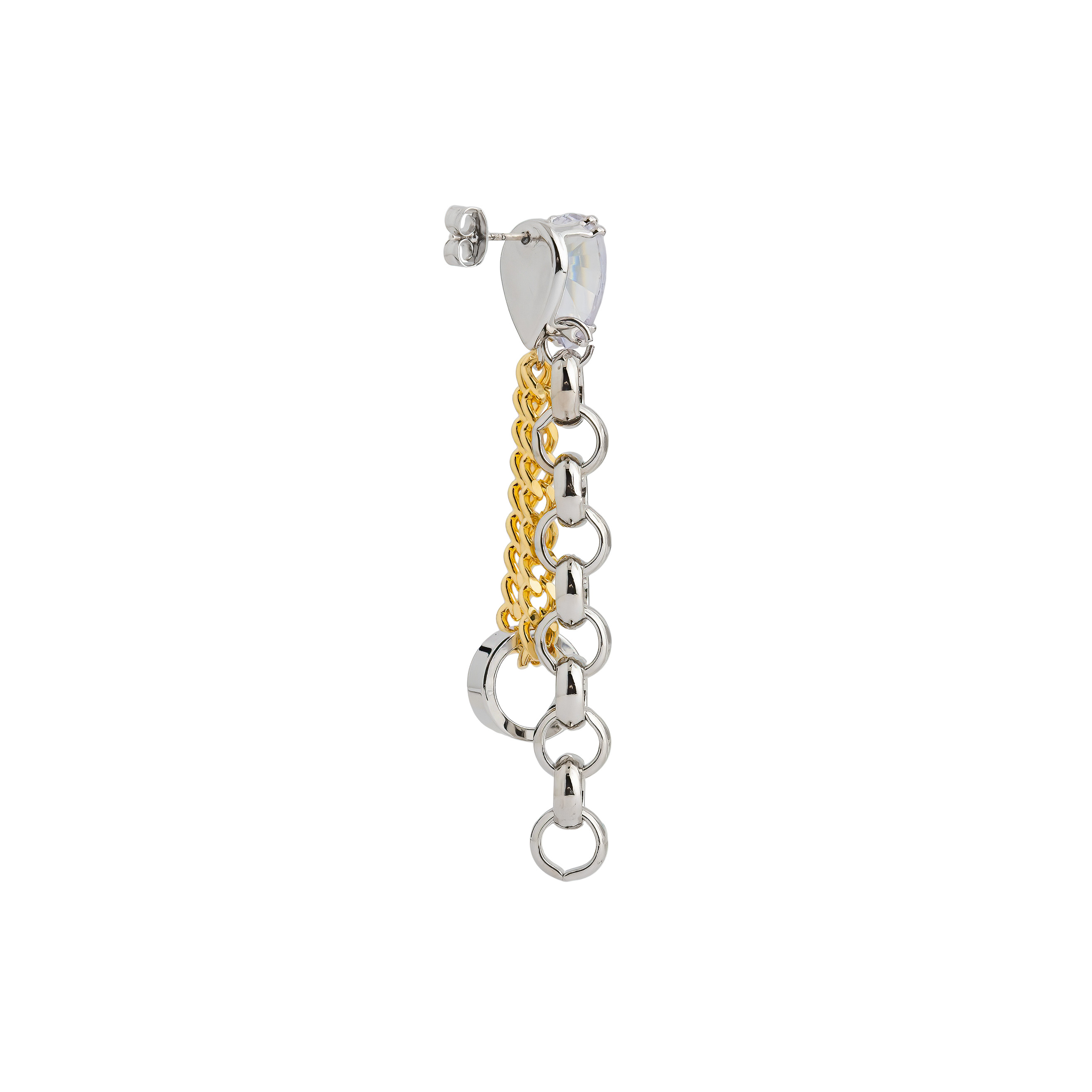 Silver Asymmetric Crystal Chain Earrings