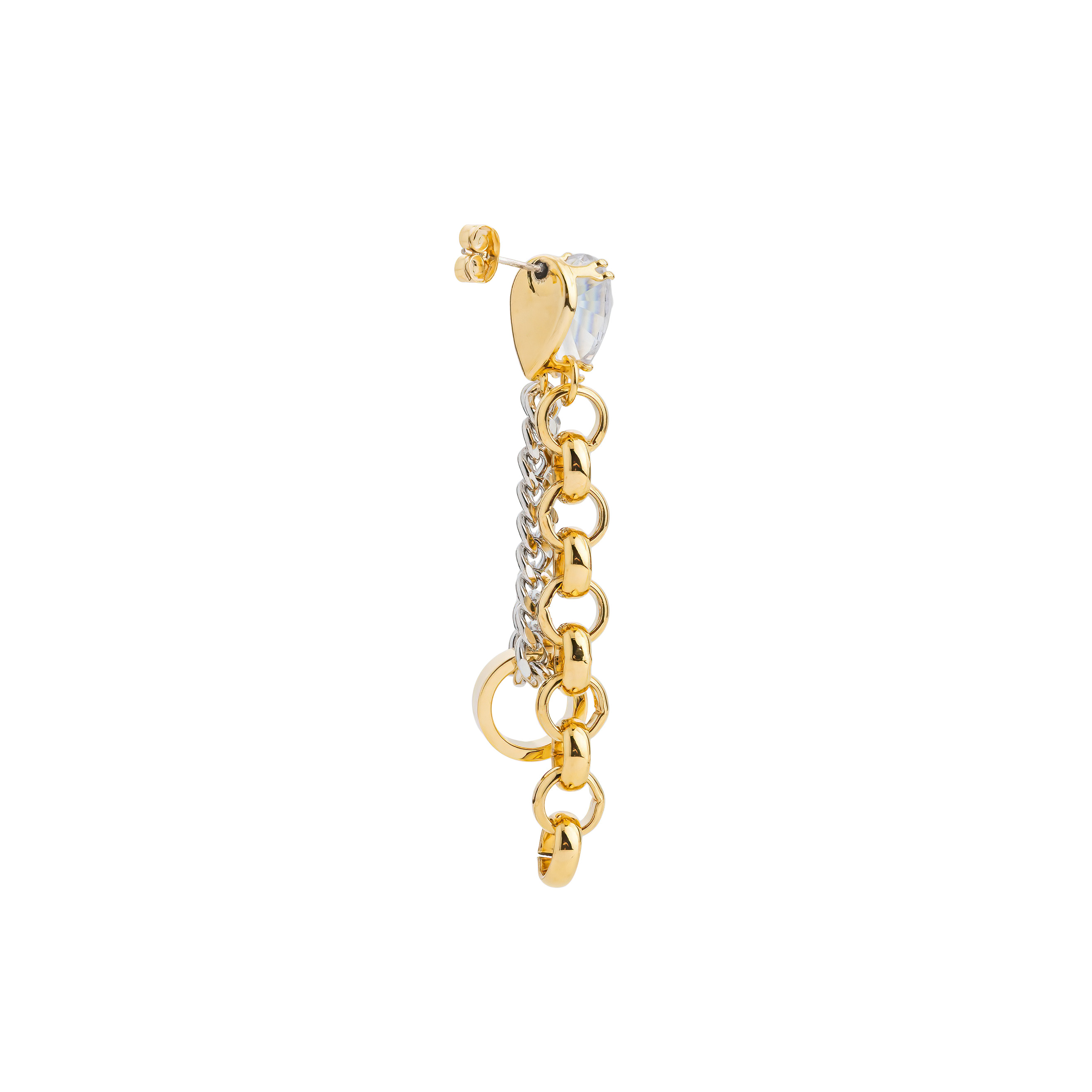 Gold Asymmetric Crystal Chain Earrings
