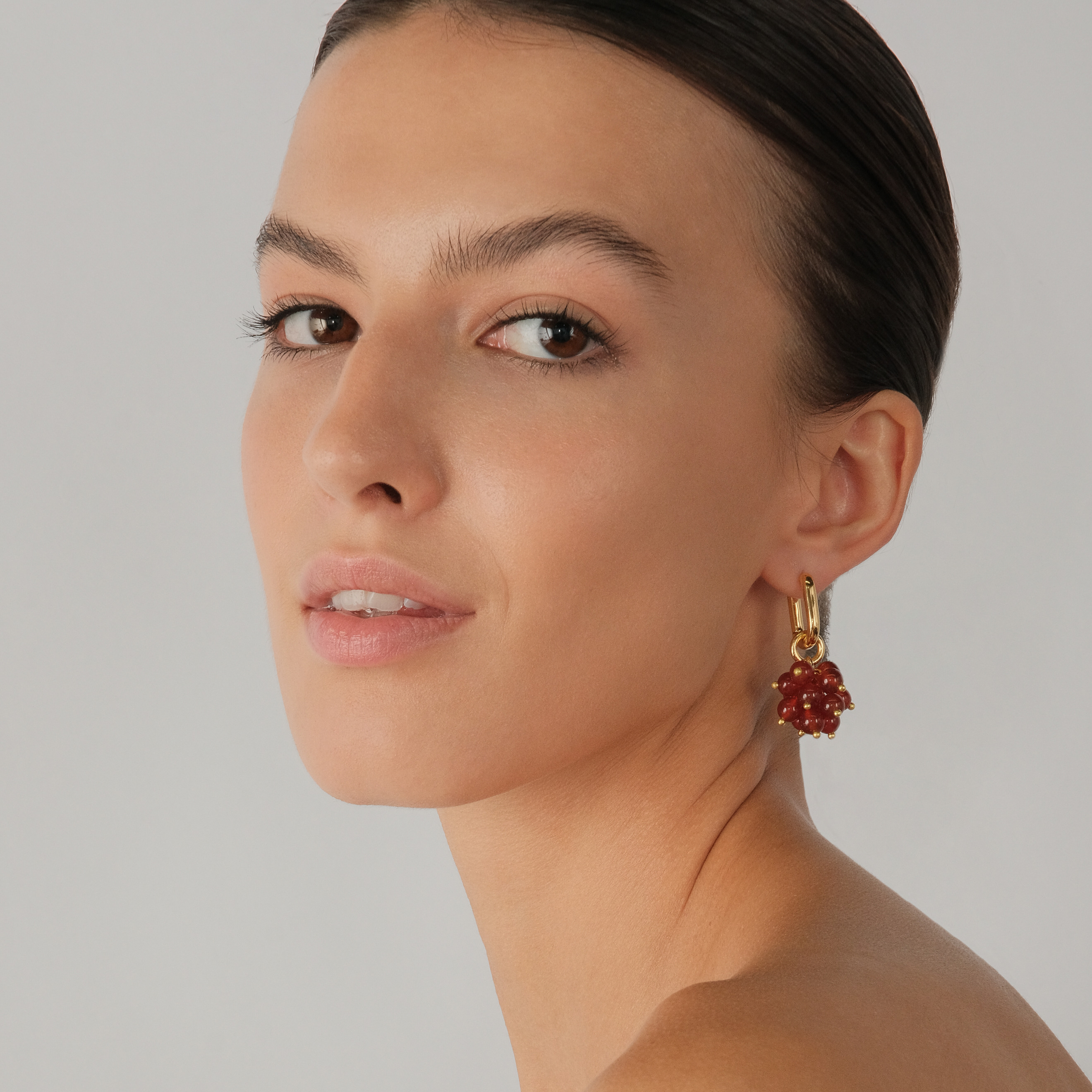 Earrings with red agate
