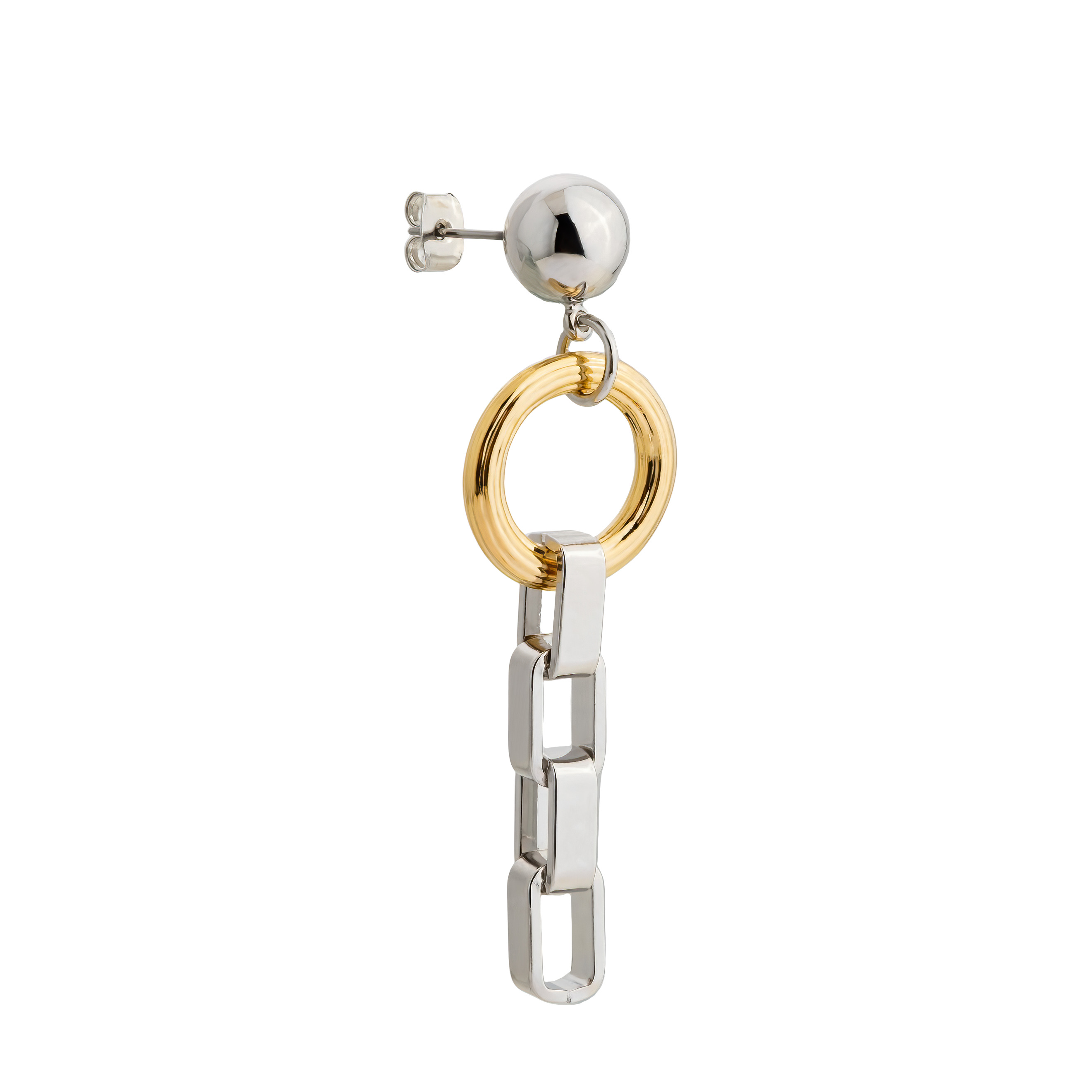 earrings with a heart with crystals and a circle