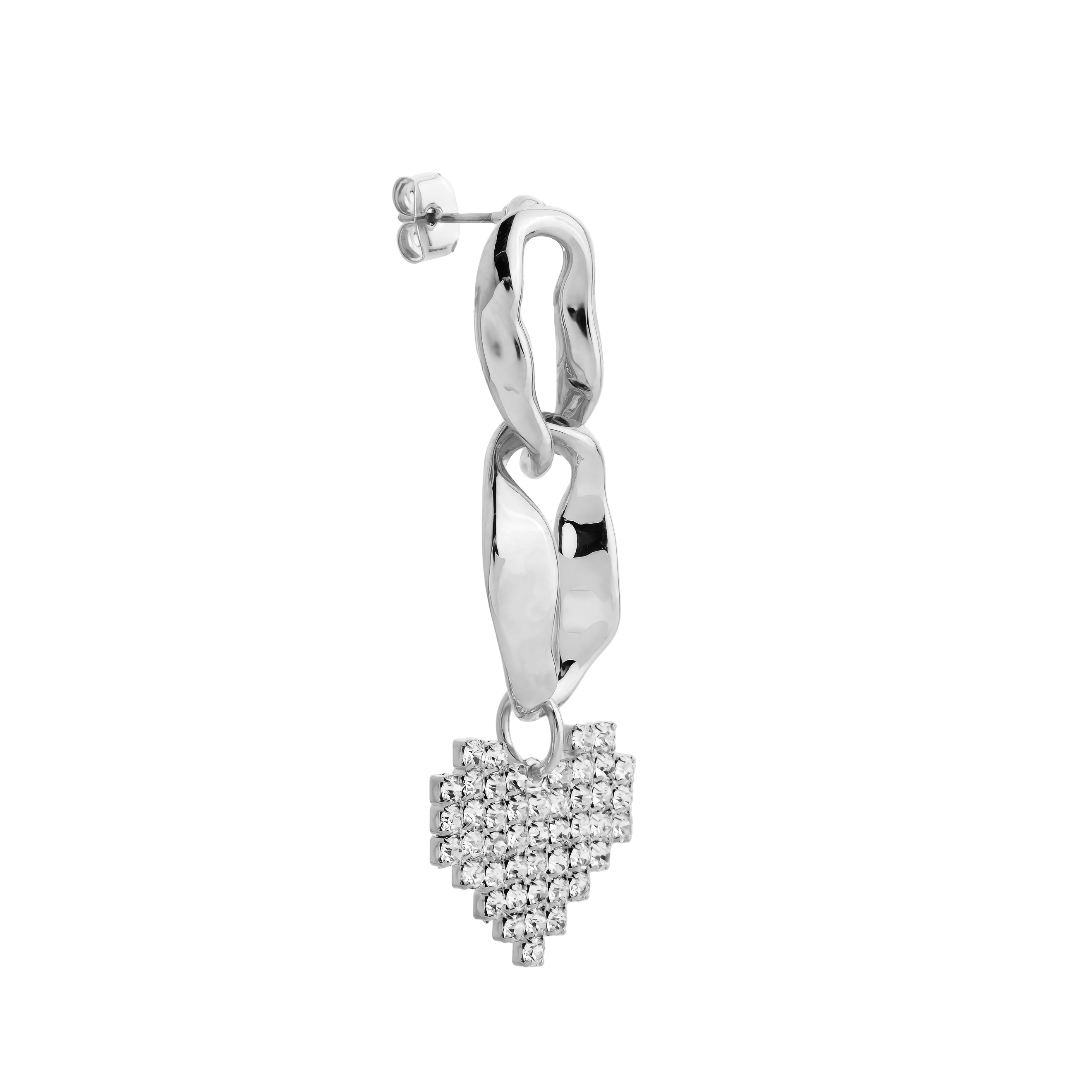 link earrings with a heart and crystals