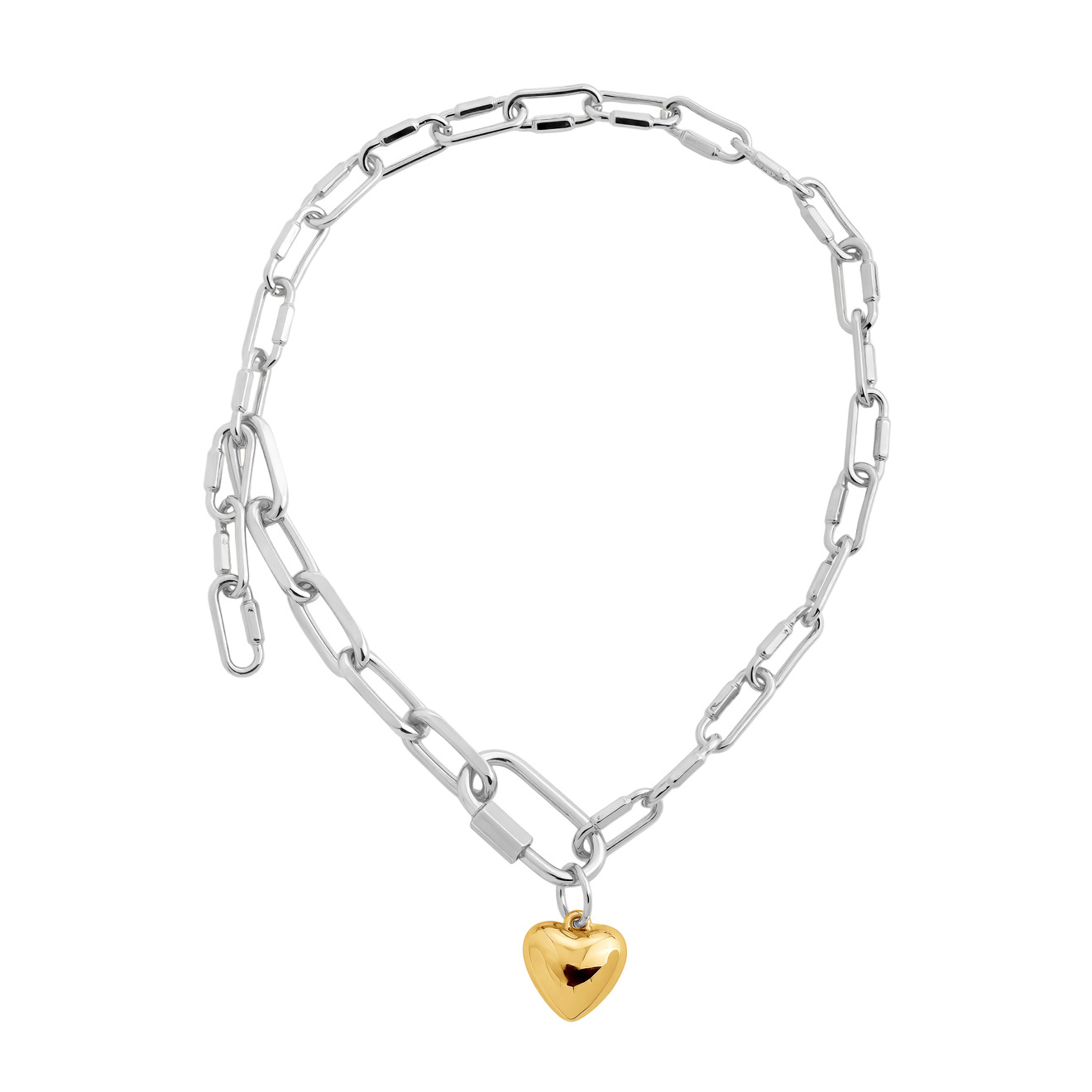 Aqua Серебристое колье-цепь с золотистым сердцем aqua серебристое кольцо с золотистым пазлом