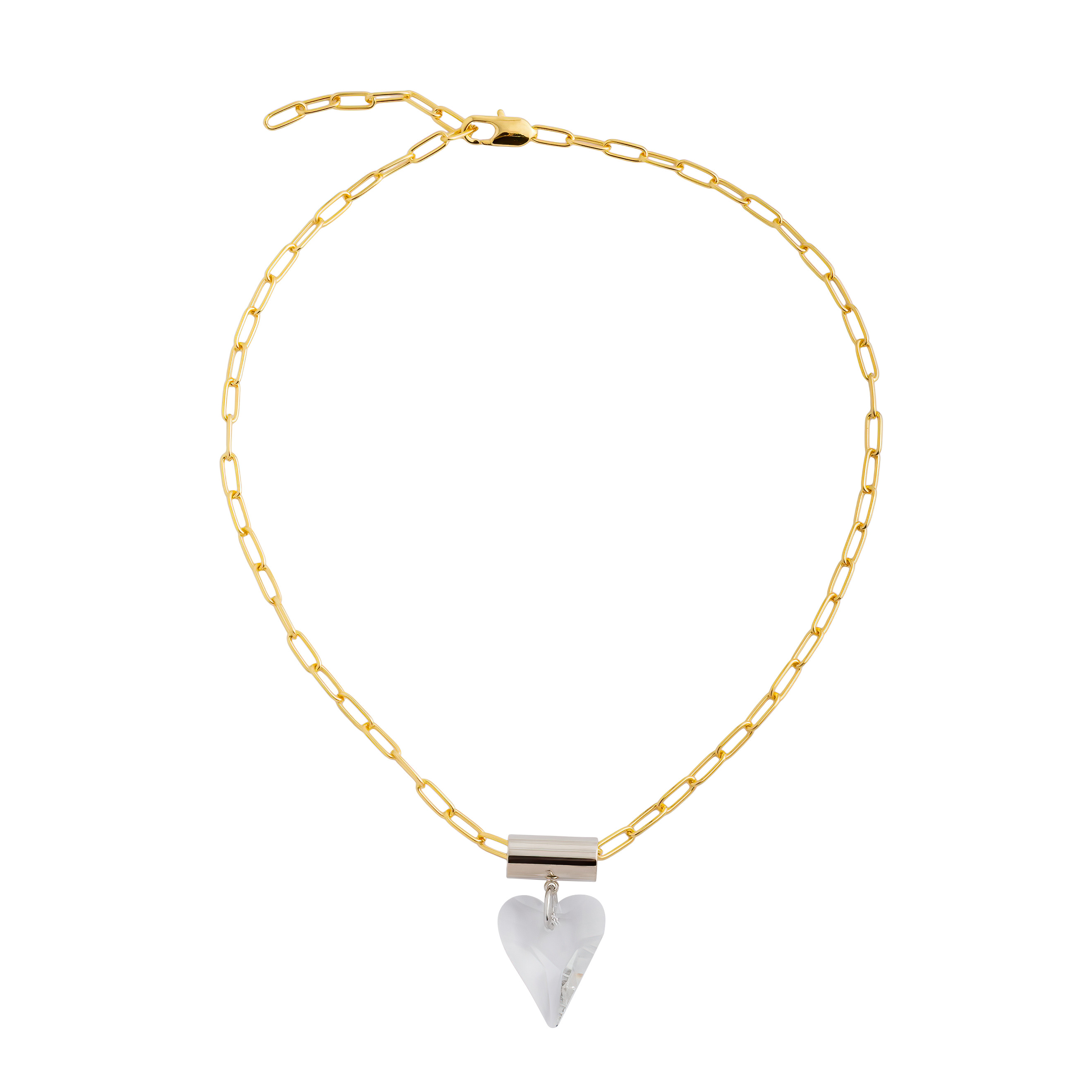 chain necklace with a transparent heart