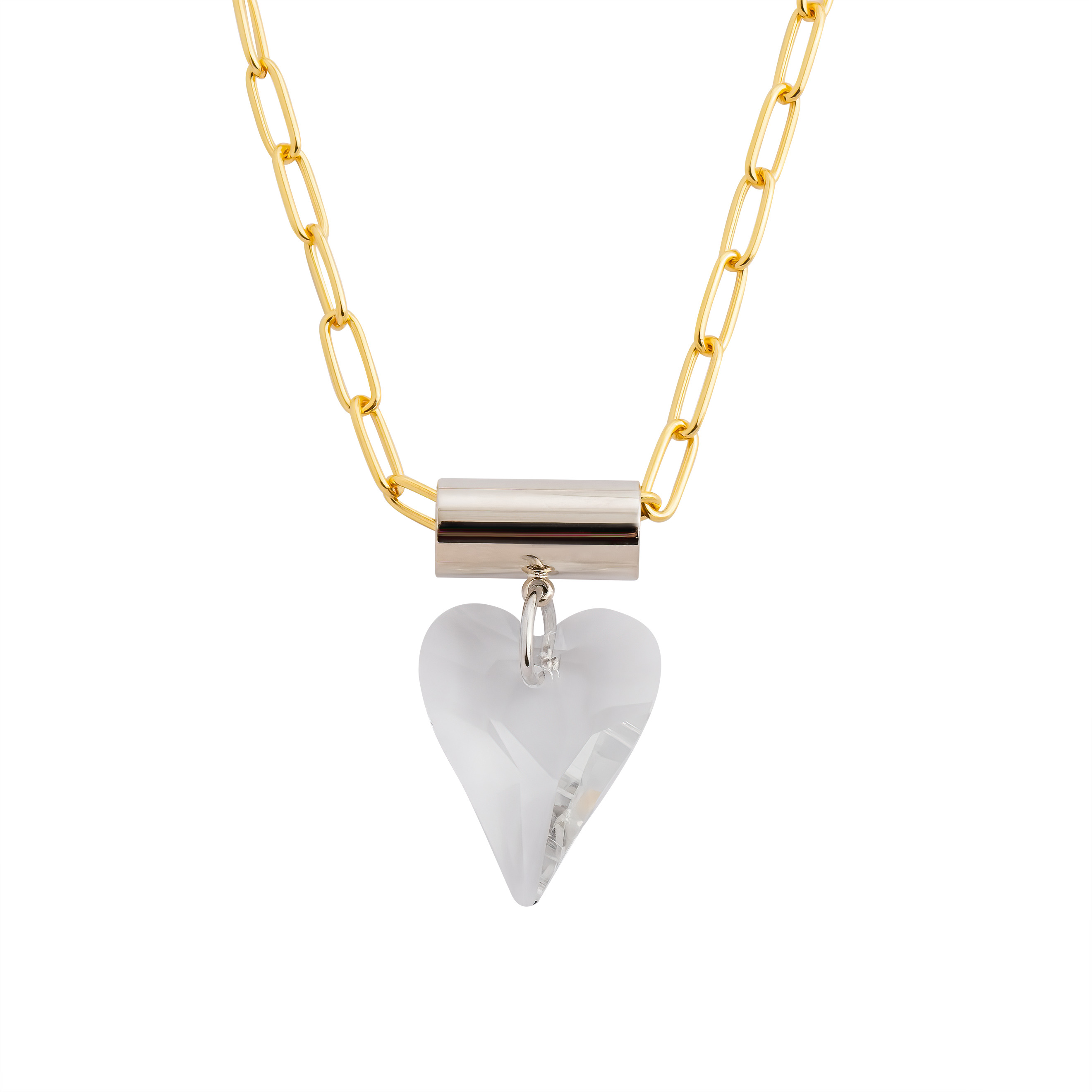 chain necklace with a transparent heart