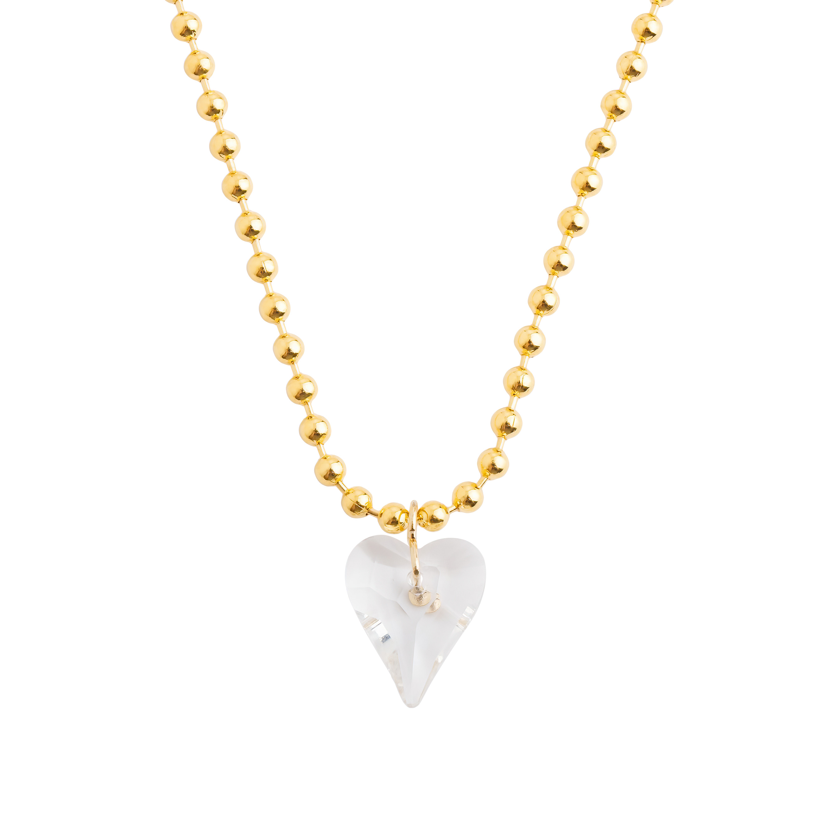 necklace with beads with a transparent heart