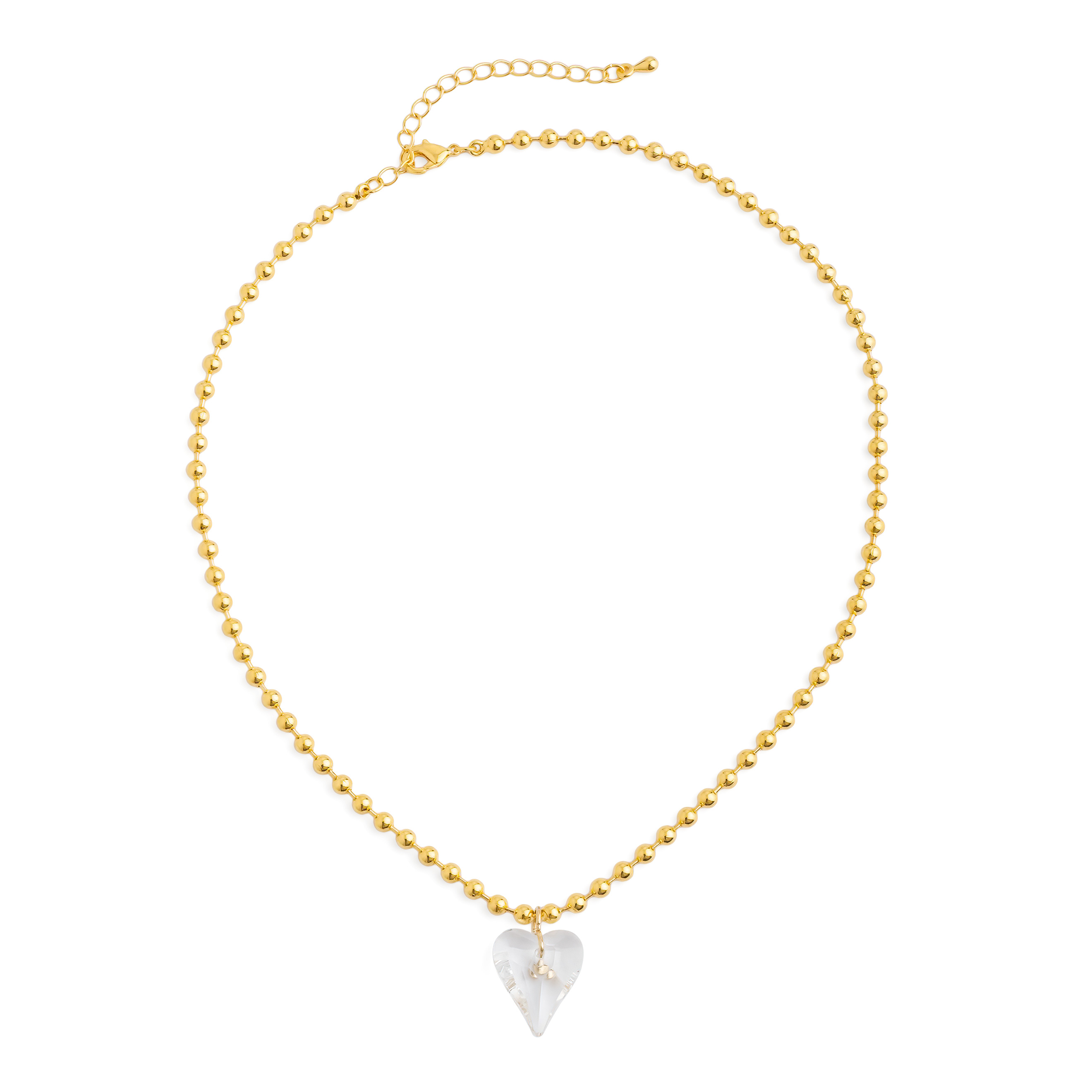 necklace with beads with a transparent heart