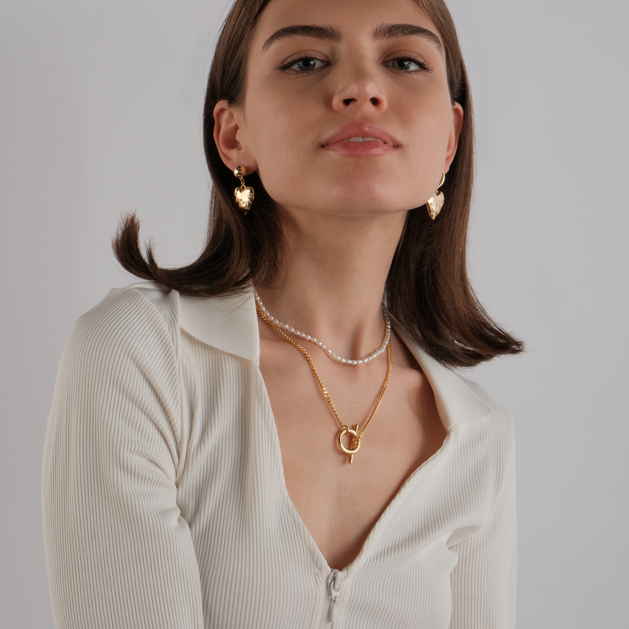 Crumpled Heart Earrings with Crystals