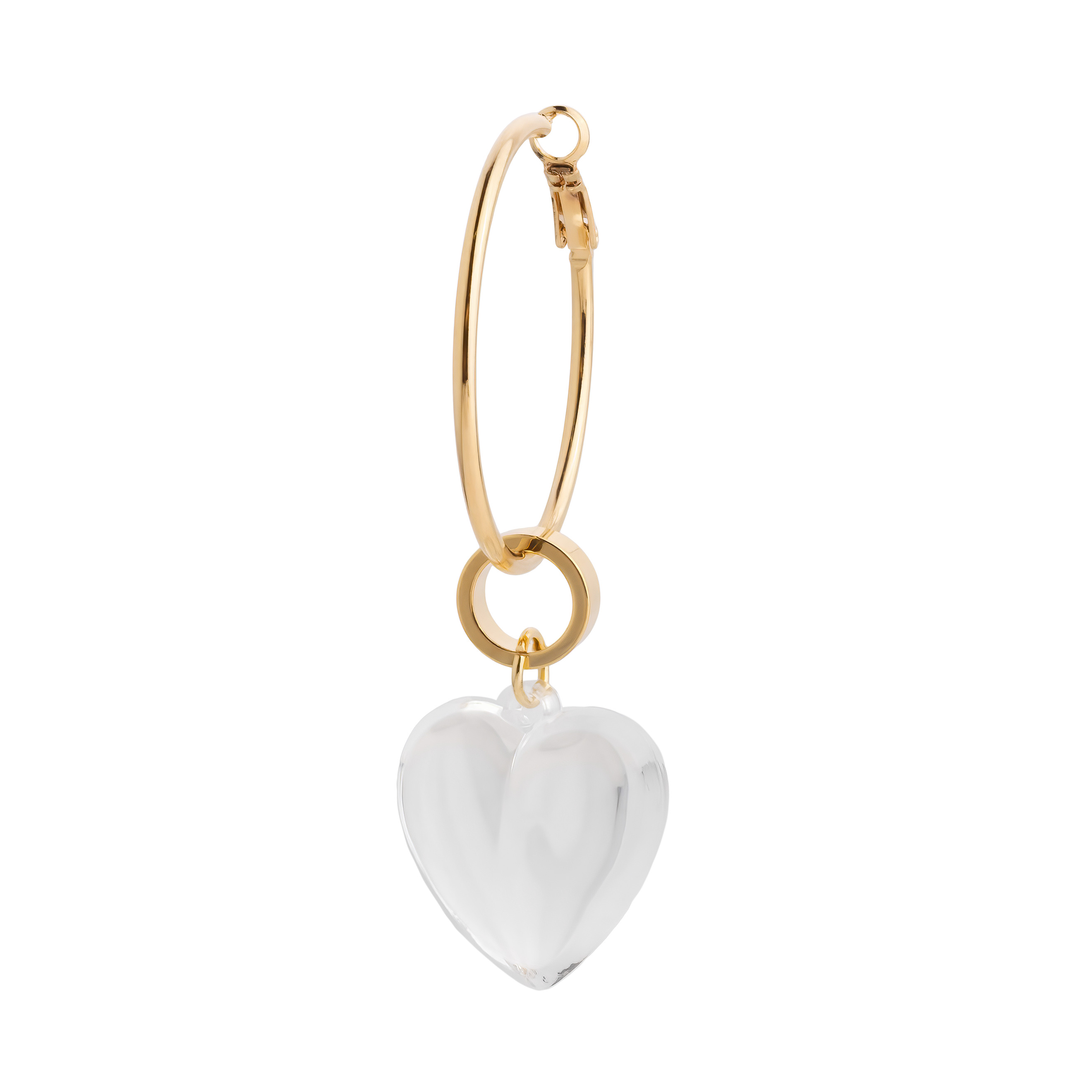 asymmetric earrings with a heart and a crystal pendant