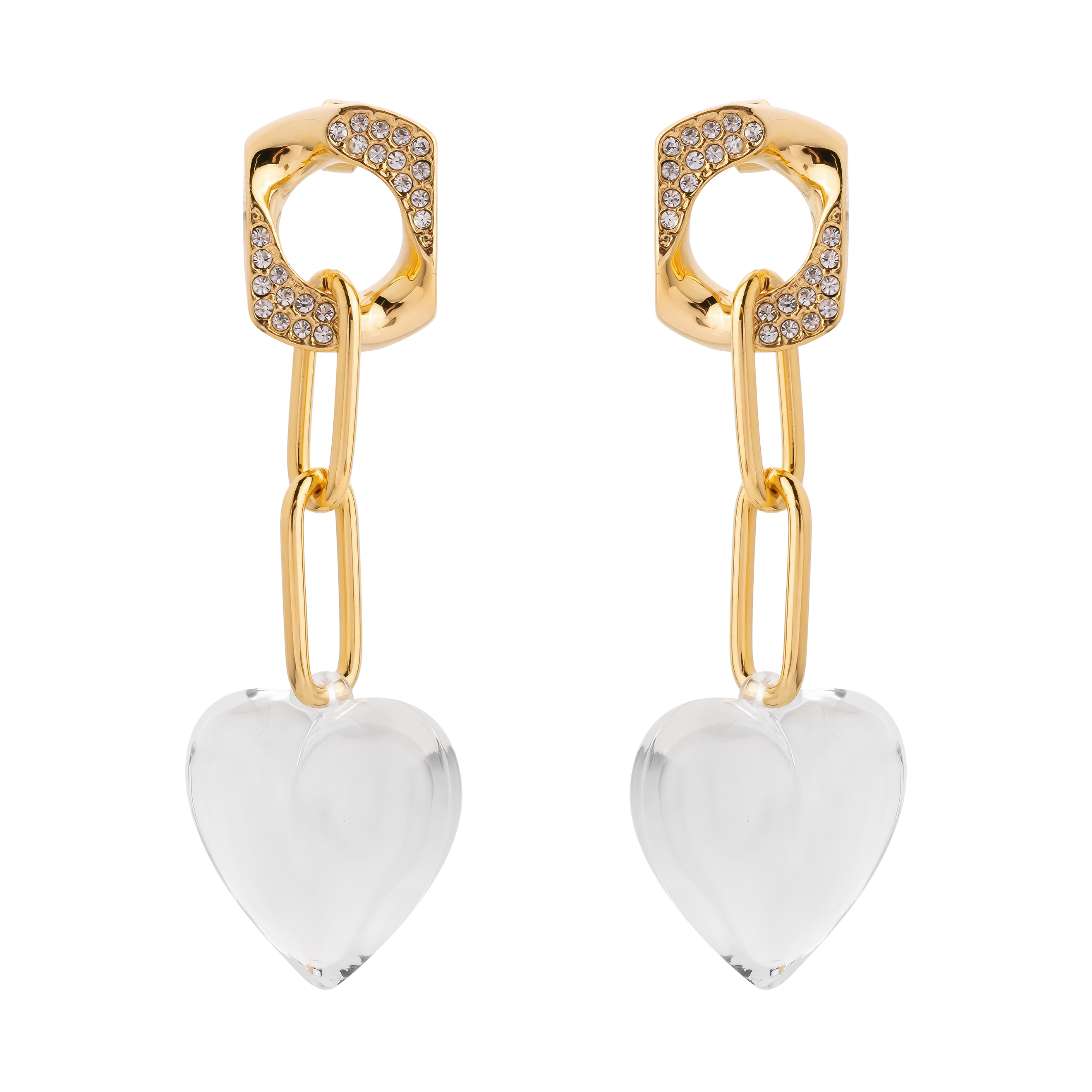 earrings with crystals and hearts