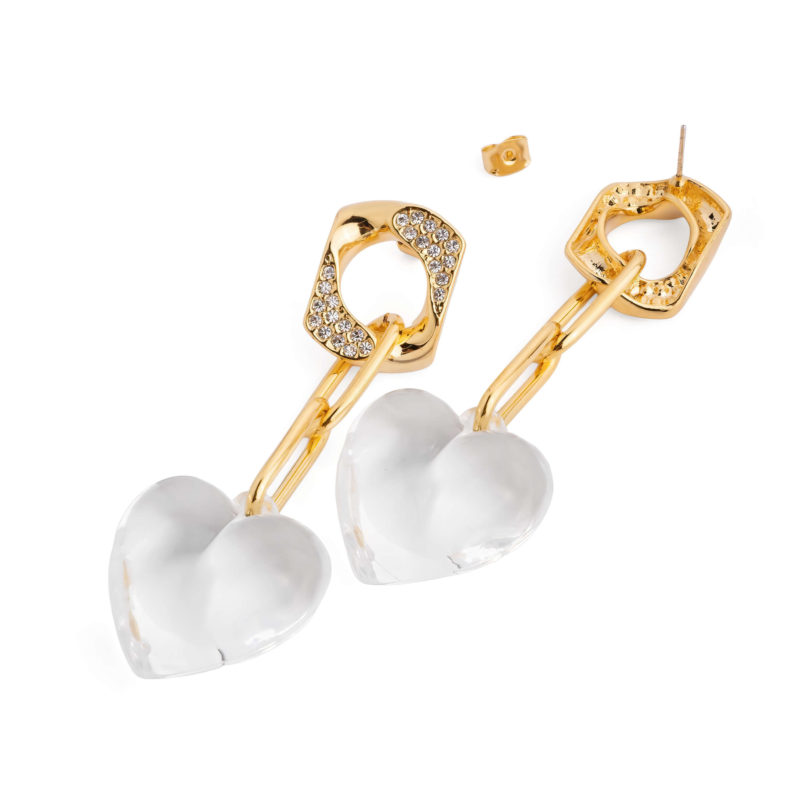 earrings with crystals and hearts