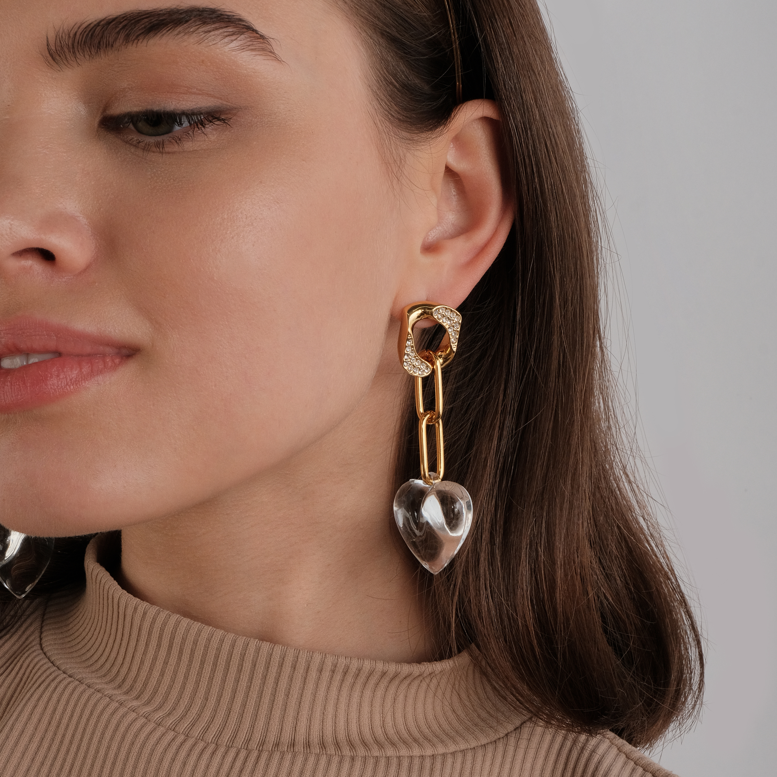 earrings with crystals and hearts