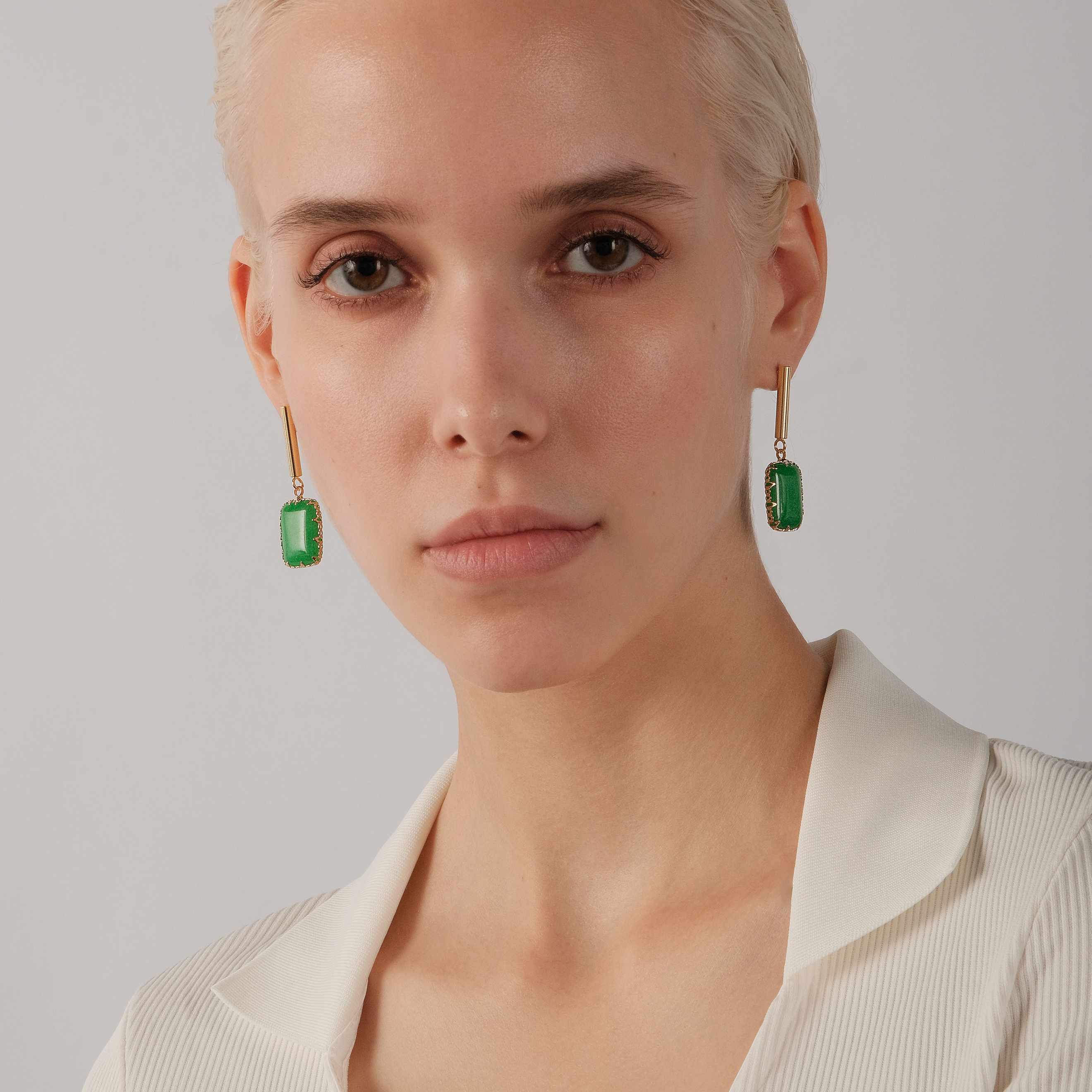earrings with green stones