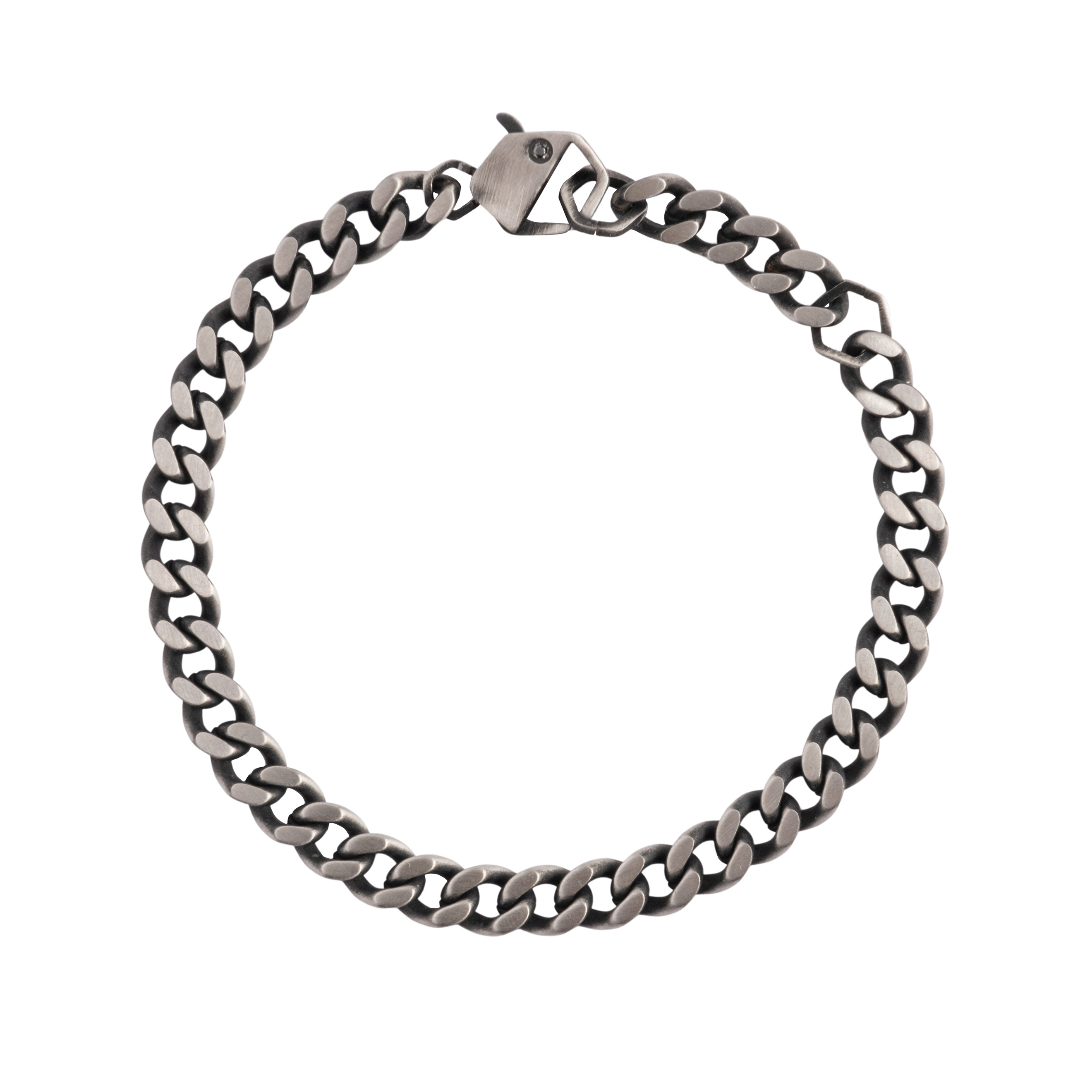 316L stainless steel bracelet with one 0.01 carat black crystal; IP coating, dark gray.