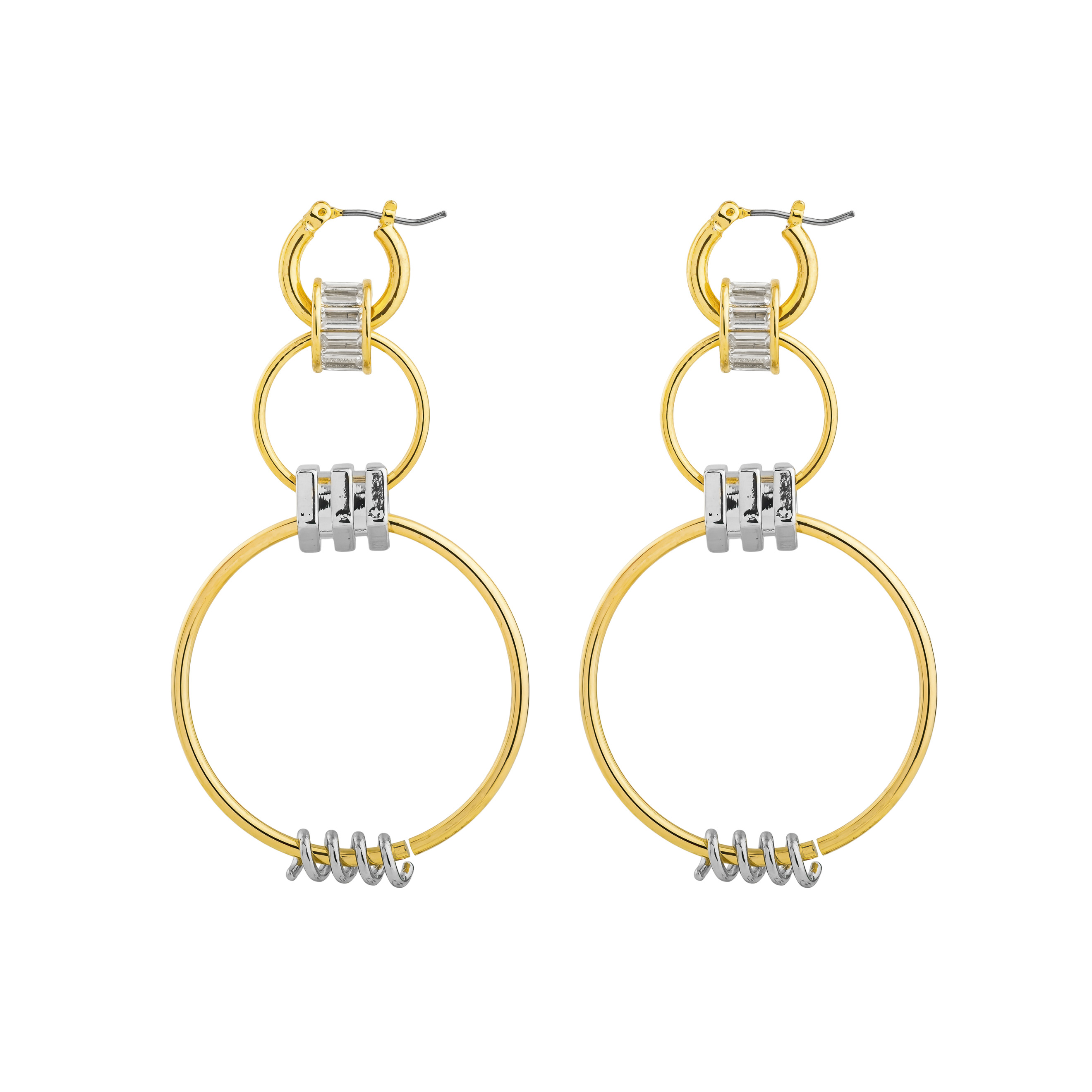 Triple Ring Earrings with Crystals