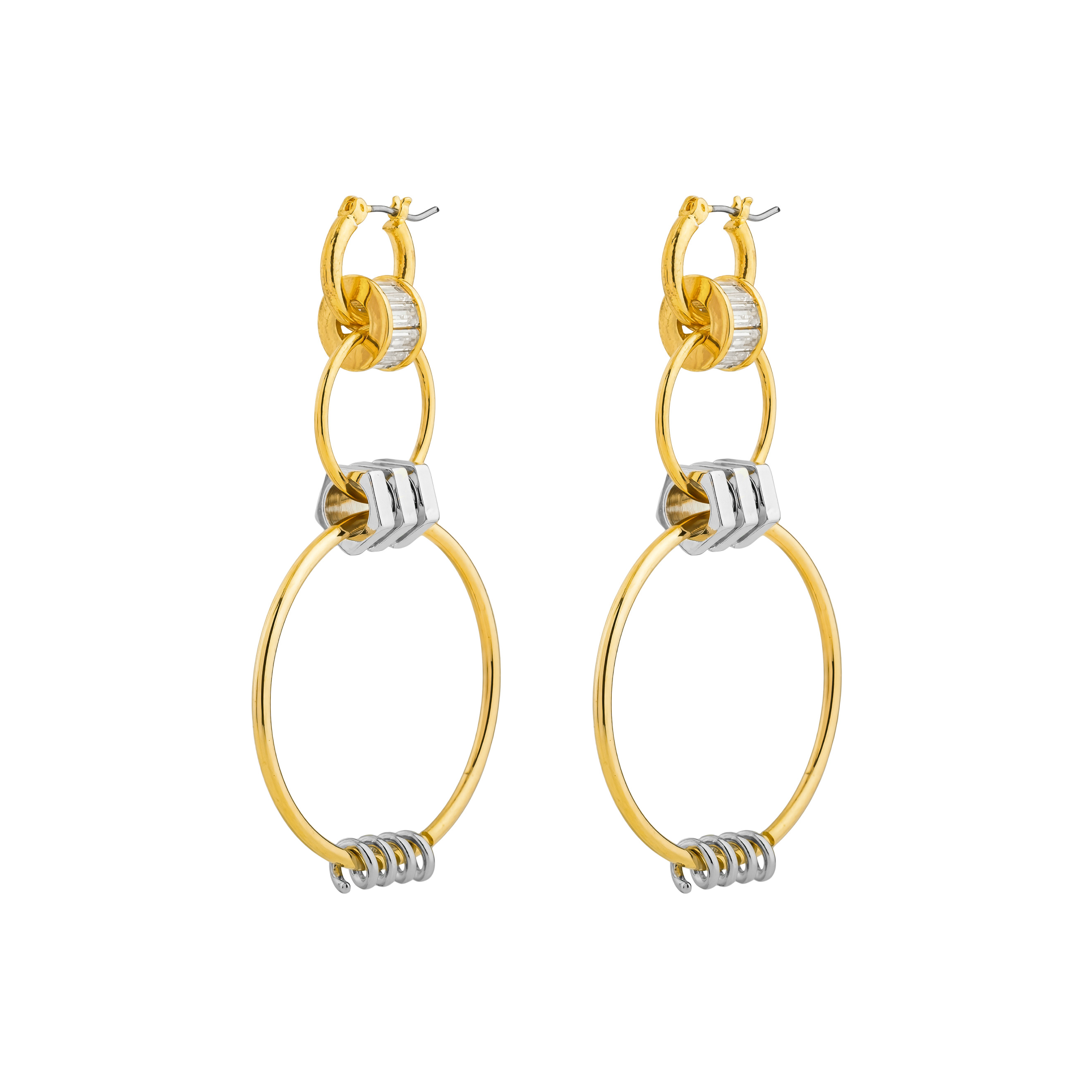 Triple Ring Earrings with Crystals