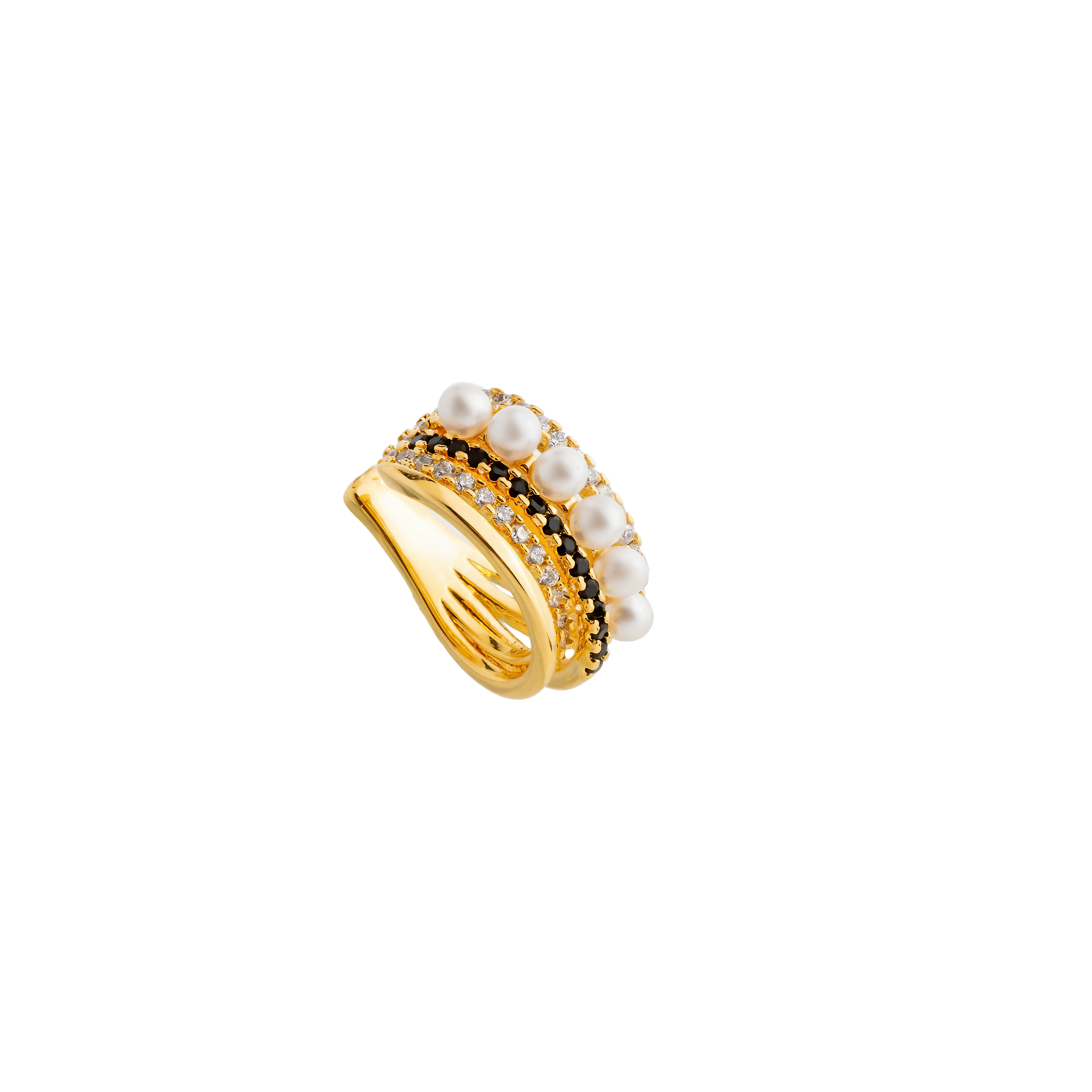 multi-layered cuff with crystals and pearls